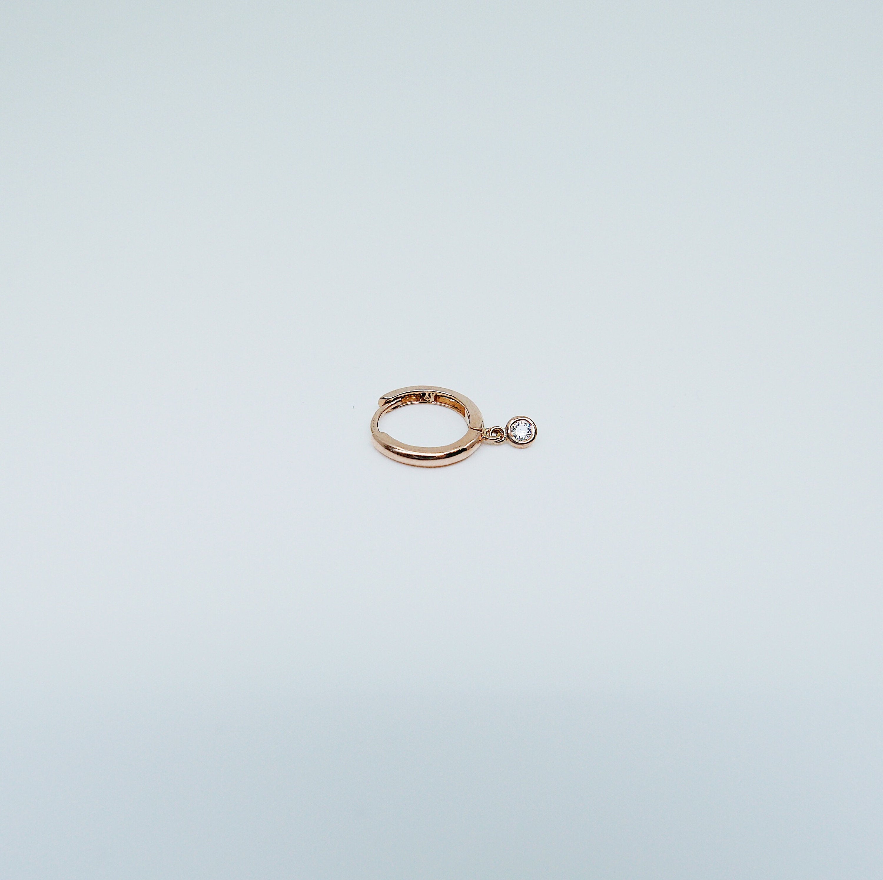 Medium Diamond Charm hoop, Medium 14k gold diamond hoop, Medium gold hoop, gold hoops, diamond hoop earrings, single bezel diamond hoop