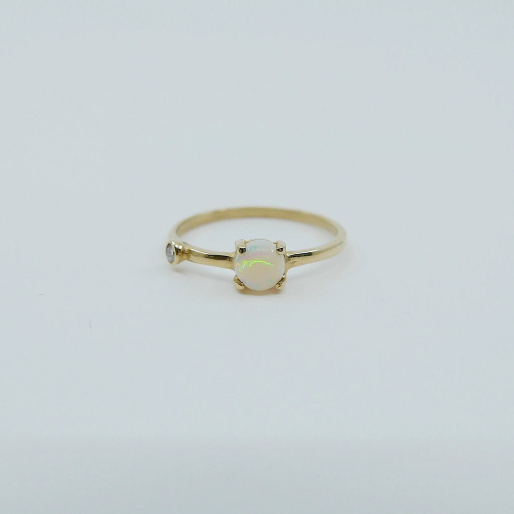 Opal Duet Ring (Medium), opal and diamond ring, opal ring, stacking ring, opal band, promise ring, gold opal ring, birthstone ring