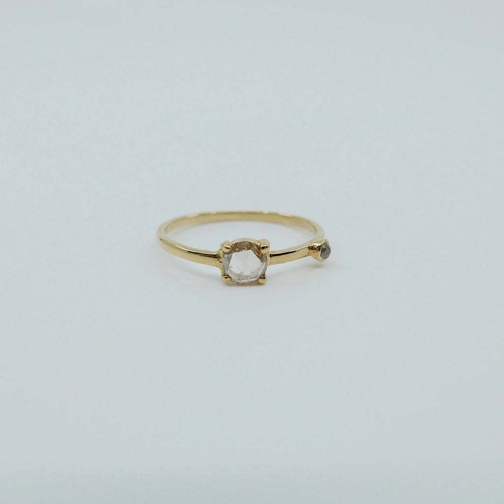 Rose Cut Diamond Duet Ring (Medium), Rose Cut Diamond Ring, diamond ring, stacking ring, promise ring, gold duet ring, birthstone ring