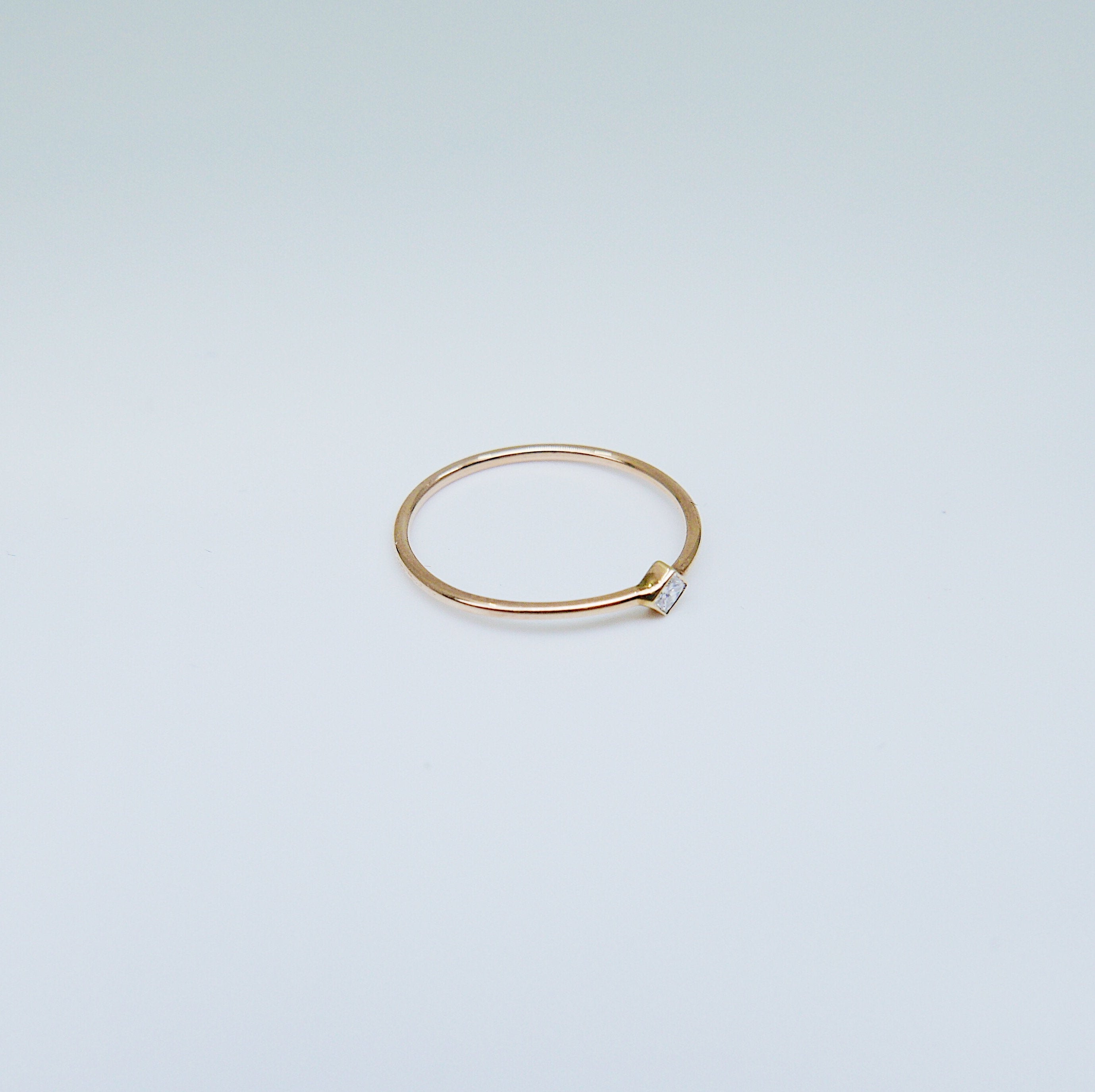 Square Solitaire (Small), diamond bezel ring, diamond stacking ring, princess diamond ring, square diamond ring, gold square diamond band