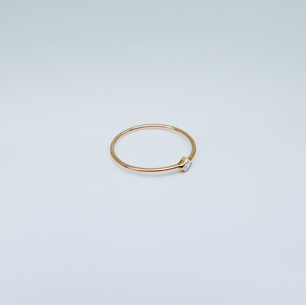 Square Solitaire (Small), diamond bezel ring, diamond stacking ring, princess diamond ring, square diamond ring, gold square diamond band