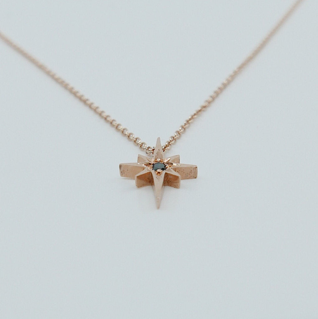 Polaris necklace, 14k star necklace, North star gold necklace, Star and diamond necklace