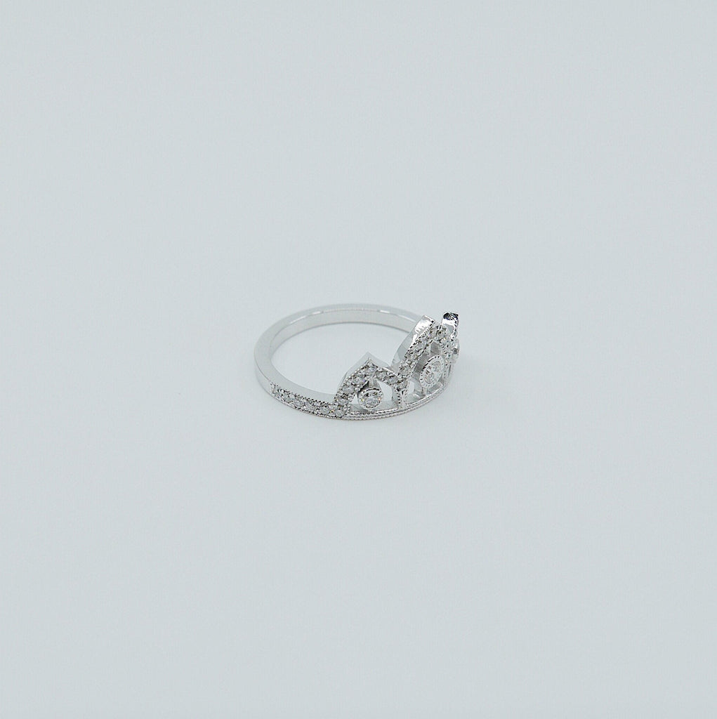 Tiara ring, Queen ring, Royal ring, stacking ring, crown ring, princess ring, wedding band, engagement ring, fancy ring, diamond ring