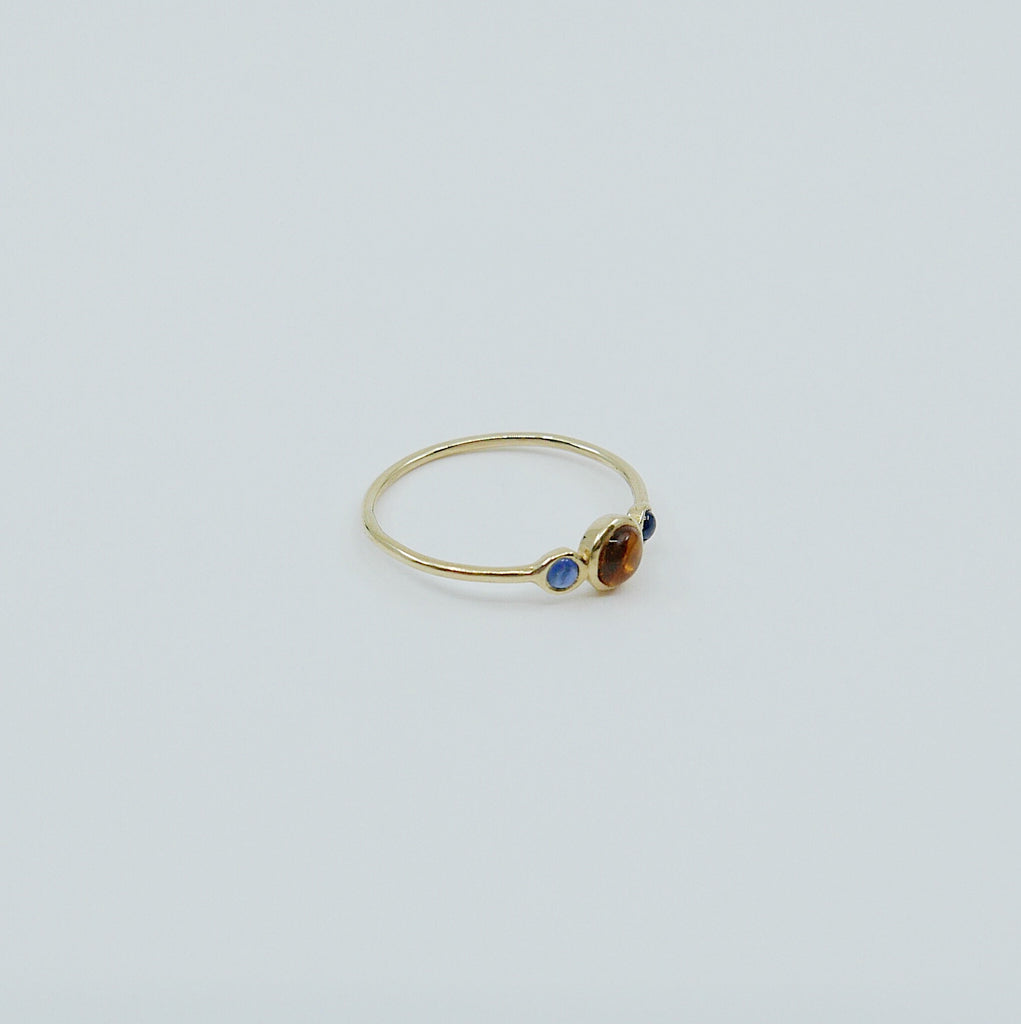 3 Stone Citrine & Sapphire Ring, three stone ring, citrine ring, sapphire ring, 14k gold citrine ring, 14k gold sapphire ring