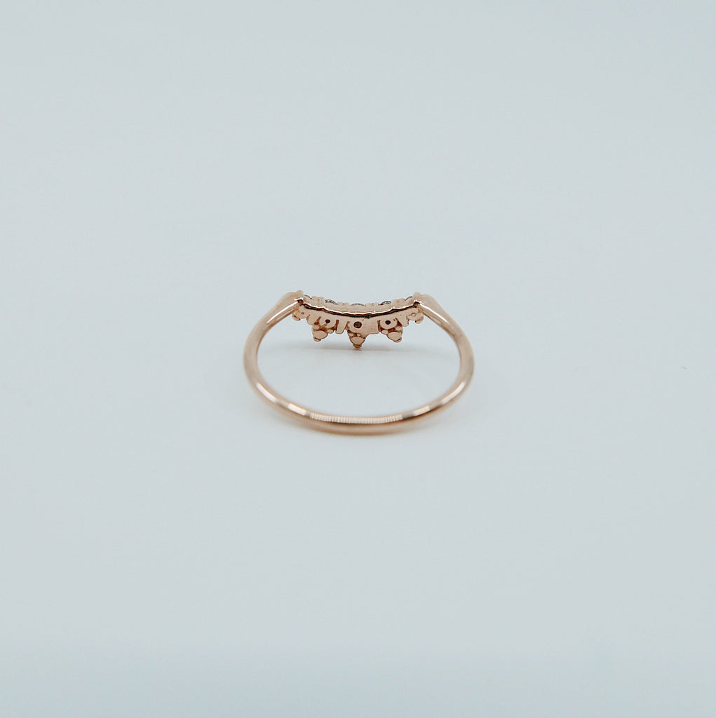Burst Nesting Diamond Ring, white diamond ring, black diamond ring, 14k gold arc ring, delicate wedding ring, stacking ring, wedding band