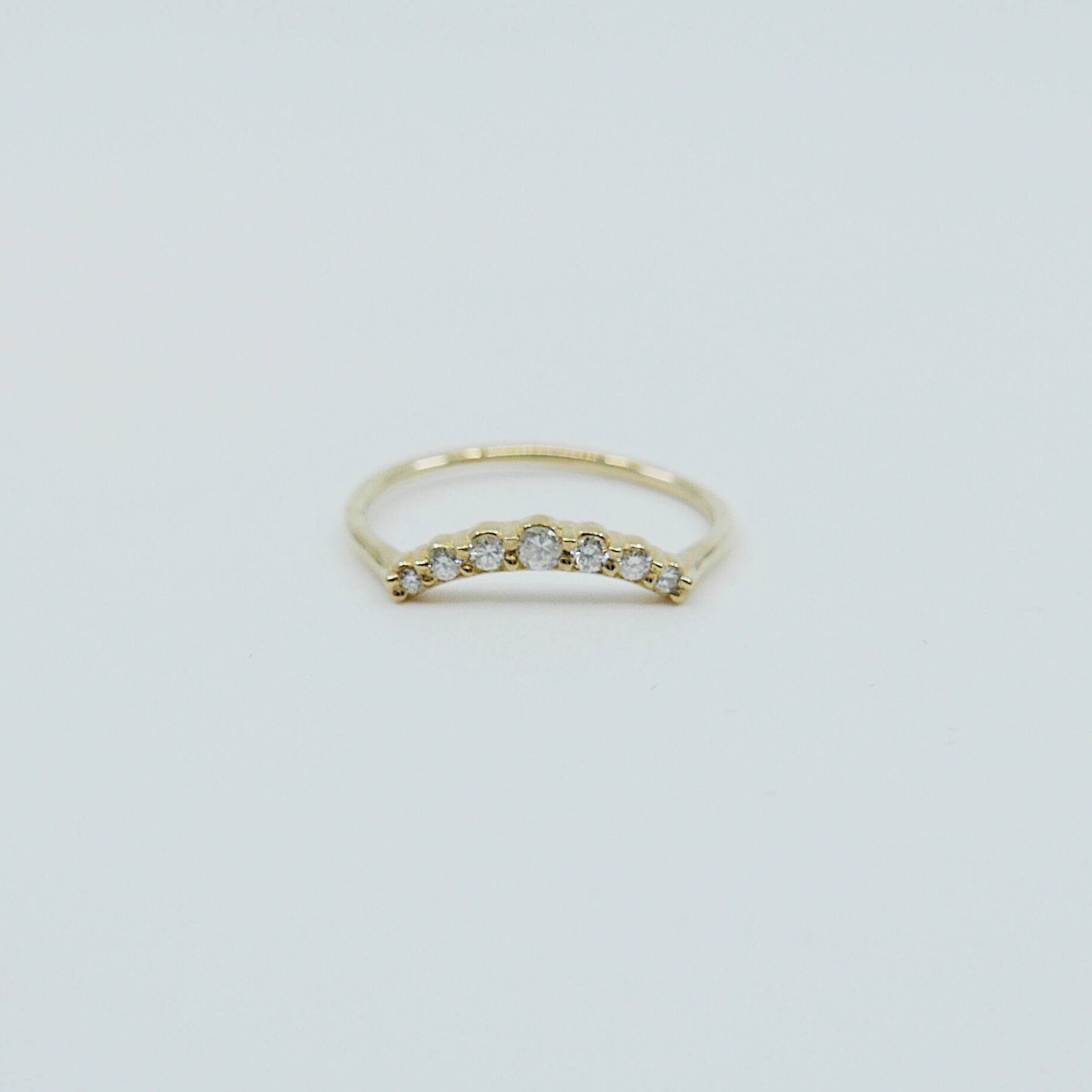 Emma Arc Diamond Ring, white diamond ring, black diamond ring, 14k gold arc ring, delicate wedding ring, stacking ring, wedding band