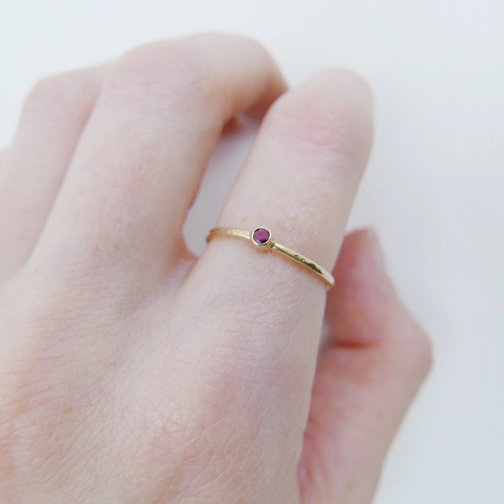 Mini Birthstone Bezel ring, birthstone solitaire ring, 14k birthstone stackable ring, small round birthstone ring, birthstone ring