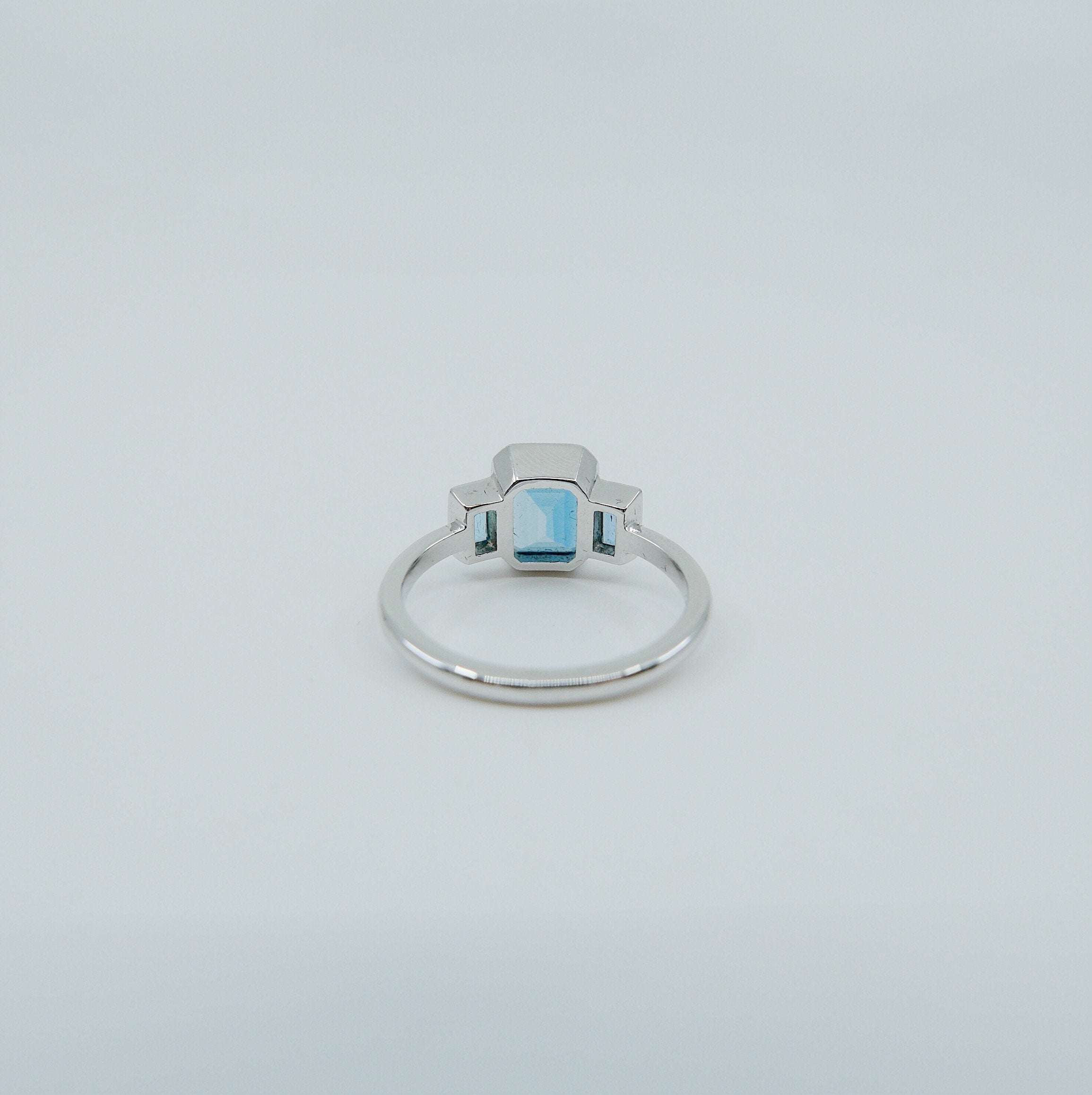 Charlotte Three Stone Ring, emerald cut ring, london blue topaz ring, blue stone wedding ring, classic engagement ring, aquamarine ring