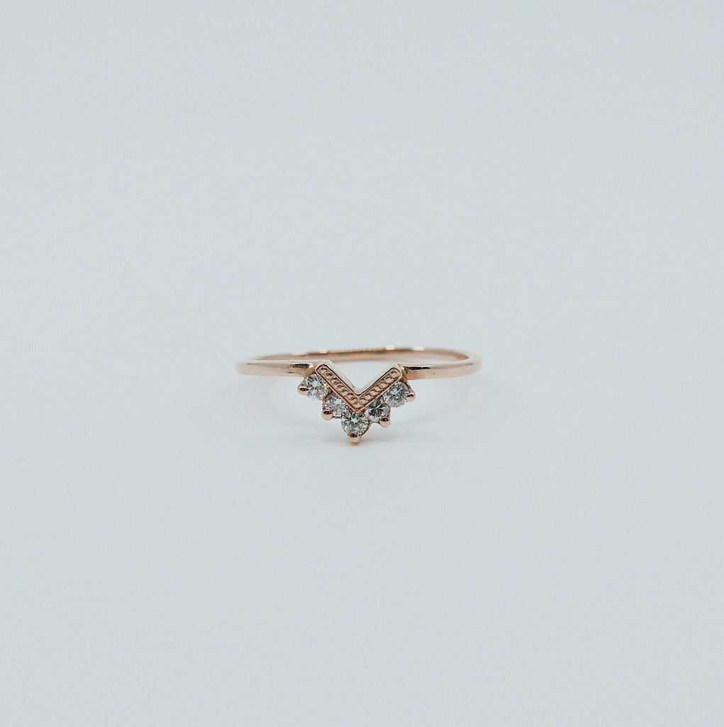 Chevron Diamond Ring, White Diamond Ring, Chevron Ring, 14k Gold chevron ring, diamond ring, diamond chevron ring