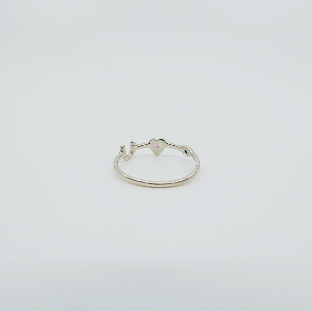 Eye love u ring, silver love ring, emotions silver ring, silver gemstone ring