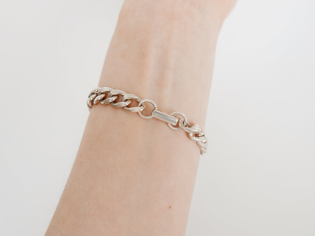 Curb chain lock bracelet, silver padlock bracelet, personalized bracelet, silver lock bracelet