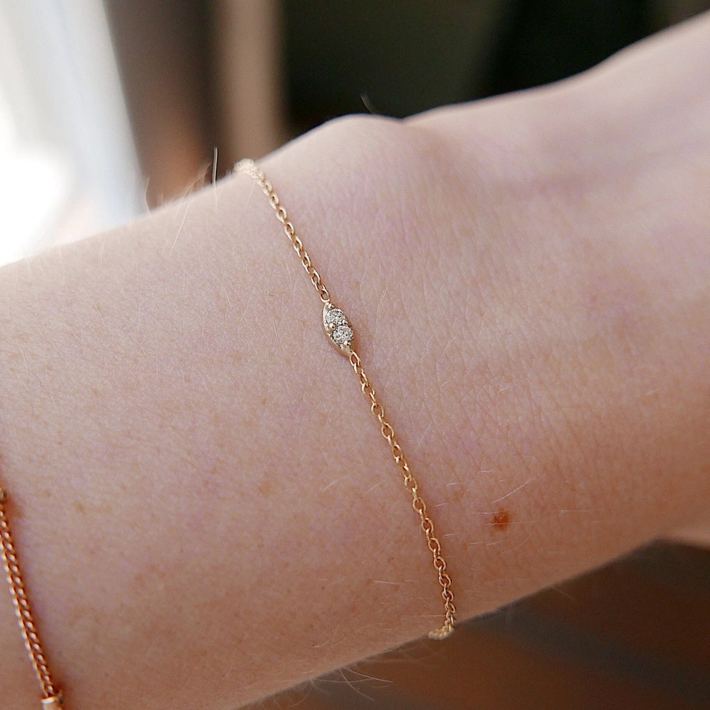 Deja Vu Diamond Bracelet, Diamond Bracelet, Double Diamond Bracelet, 14k Gold Diamond Bracelet, Dainty Diamond Bracelet, Dainty 14k Gold