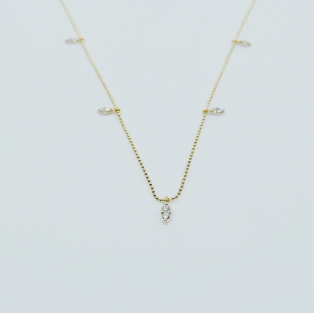 Deja Vu Diamond Necklace, Diamond Necklace, Double Diamond Necklace, 14k Gold Diamond Necklace, Dainty Diamond Necklace, Dainty 14k Gold