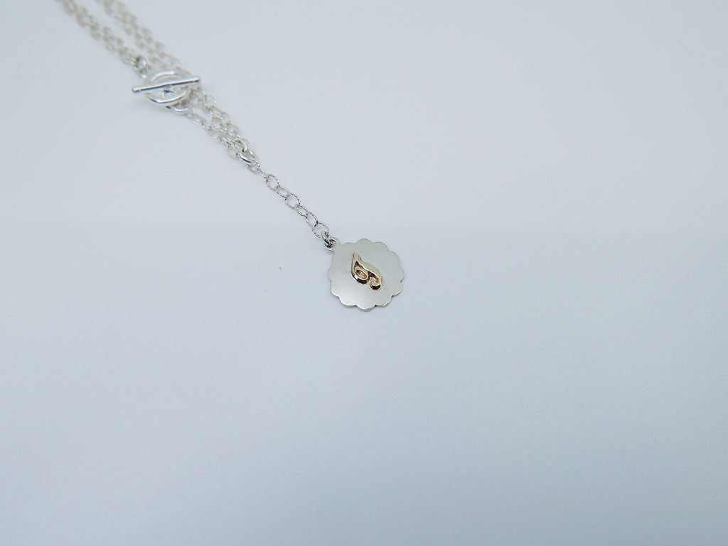 Initial Double Chain Lariat Necklace, Sterling Silver and 14k Gold Disc, Personalized necklace, Initial necklace, Initial lariat necklace