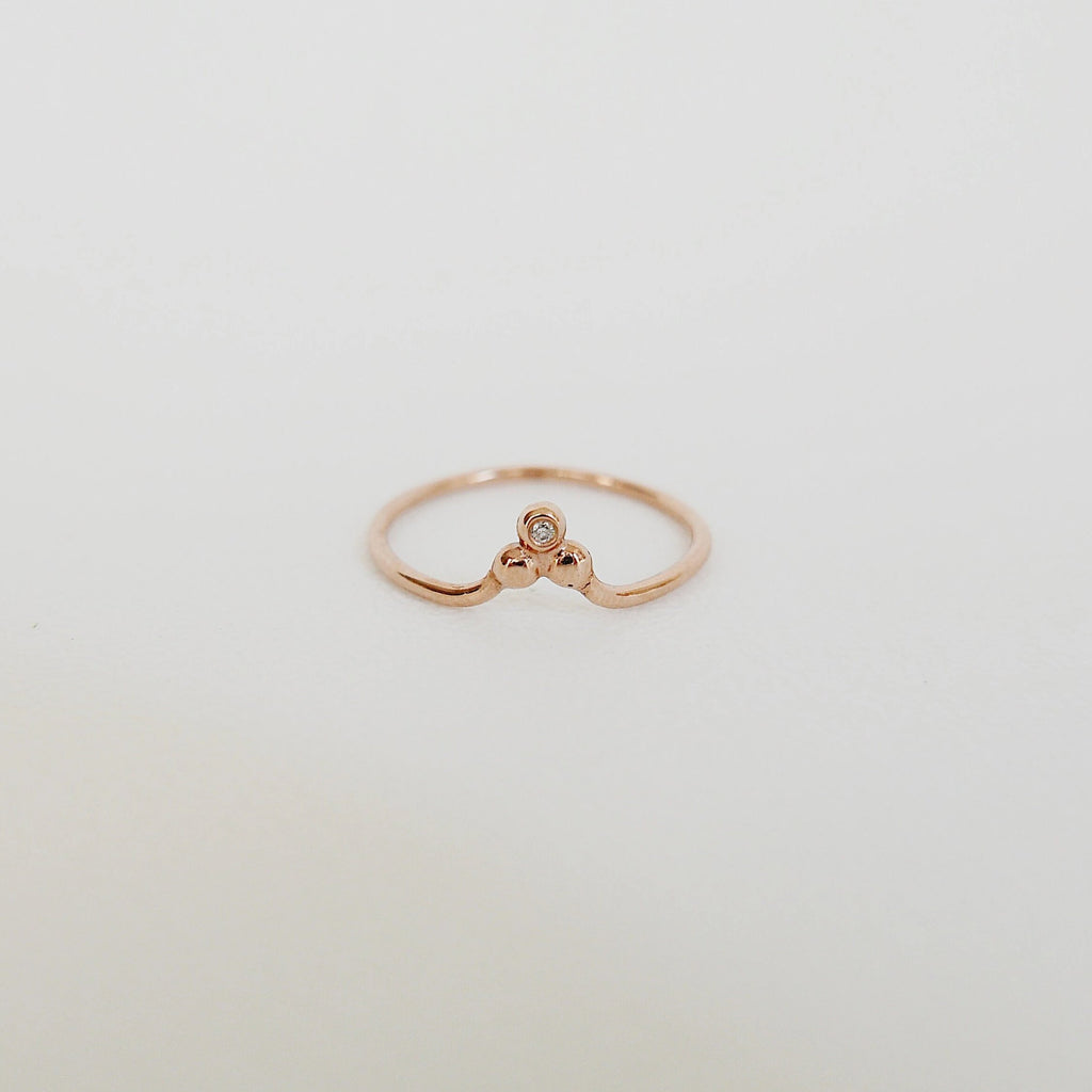 Three Dot Diamond Ring, Chevron diamond ring, chevron stacking ring, stacking ring, nesting band, chevron ring with stones