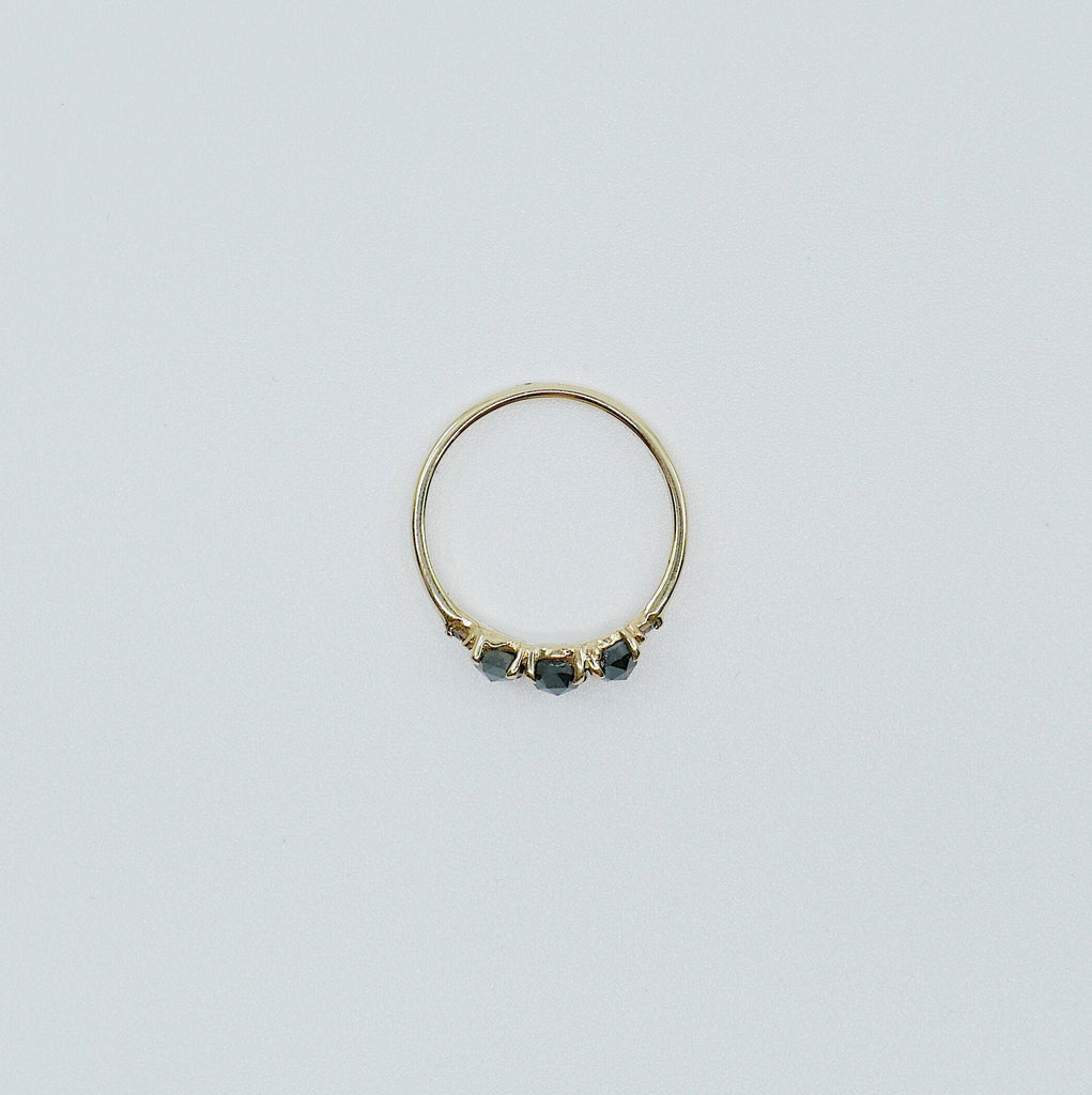 Hailey Rose Cut Black Diamond Five Stone Ring, 5 stone band, Black Diamond ring, 14k gold stone ring, five stone ring, rose cut ring