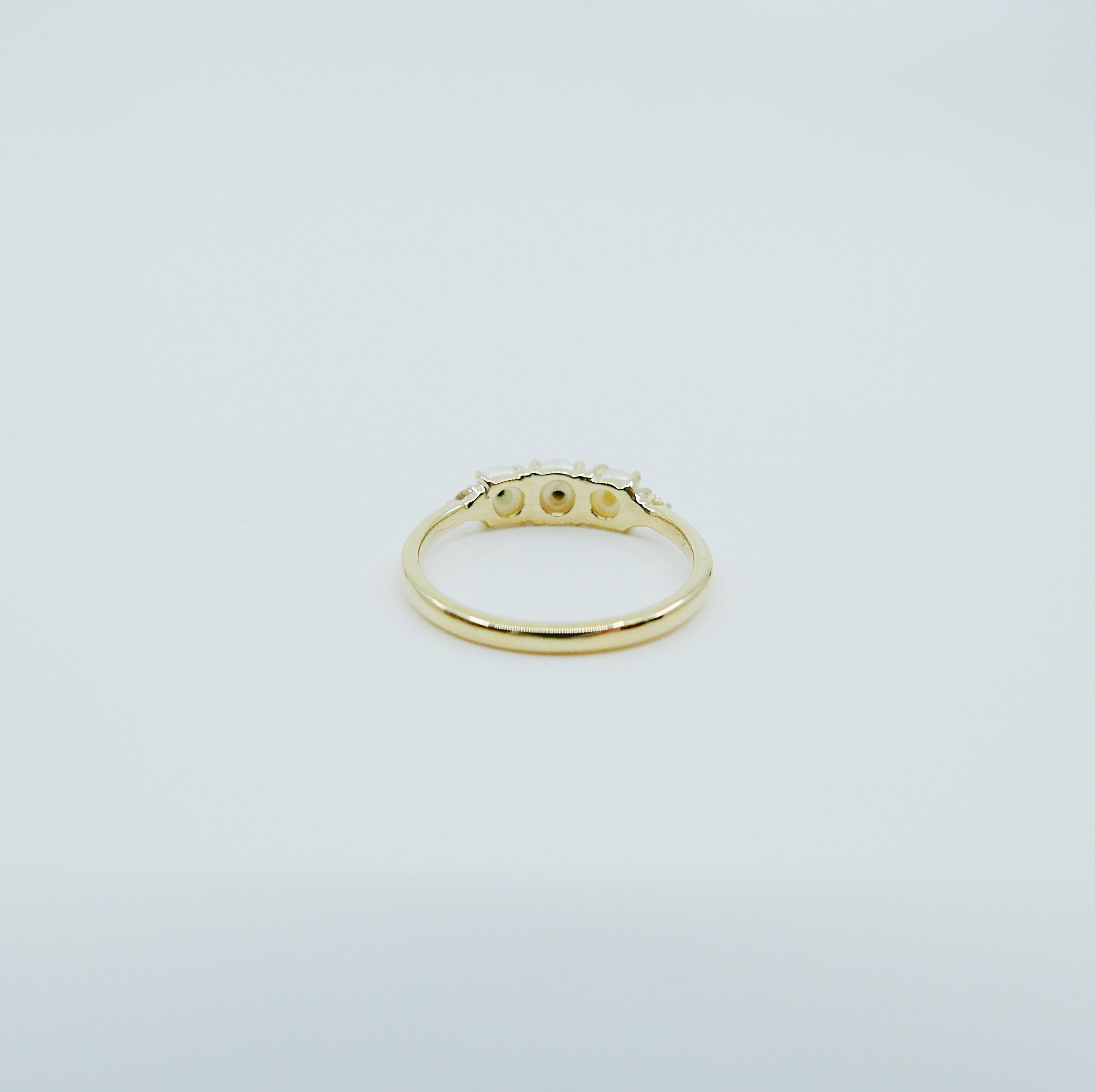 SAMPLE  SALE Hailey Pearl Five Stone Ring, 5 stone band, Pearl and Diamond ring, 14k gold stone ring, five stone ring, pearl ring