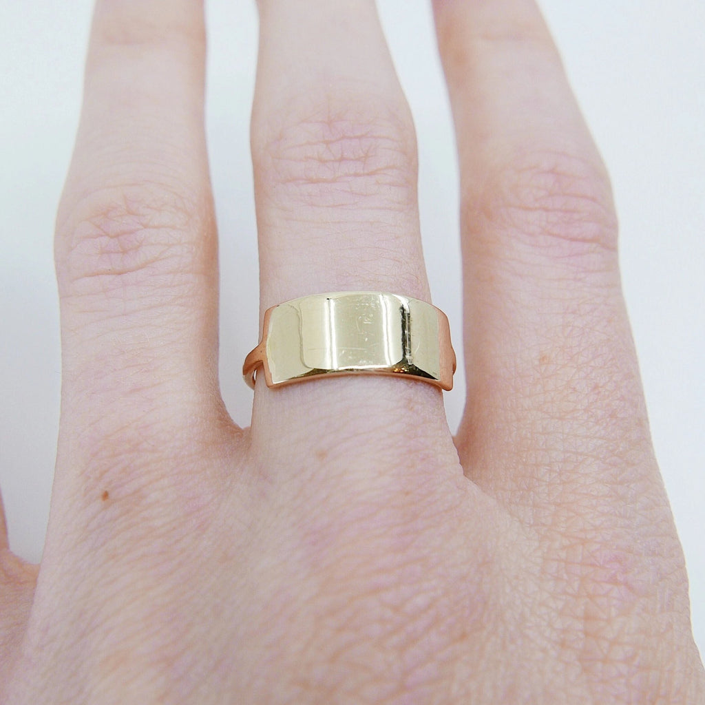 Slim ID Ring Large, personalized ring, bar ring, customizable ring, 14k gold personalized ring, 14k gold bar ring