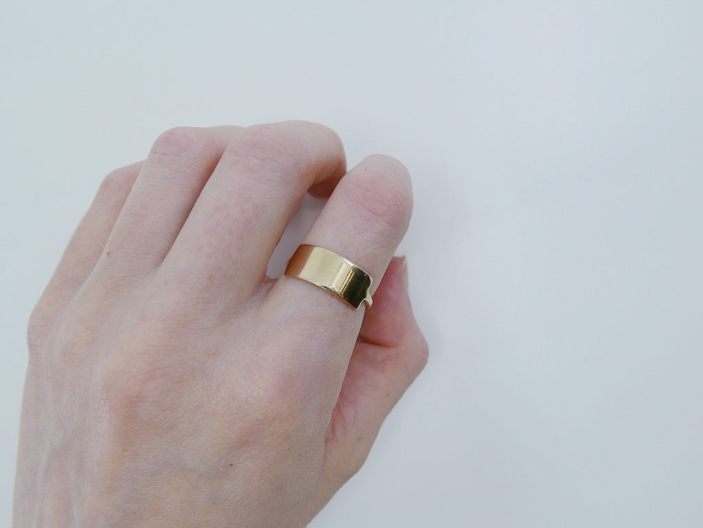 Slim ID Ring Large, personalized ring, bar ring, customizable ring, 14k gold personalized ring, 14k gold bar ring
