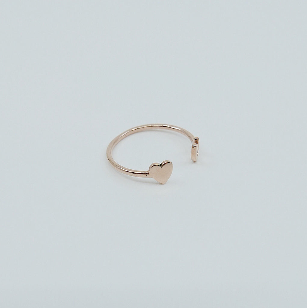 Love U open cuff ring, 14k gold heart ring, open heart ring, 14k love cuff ring, mini heart ring, stacking open ring, heart cuff ring