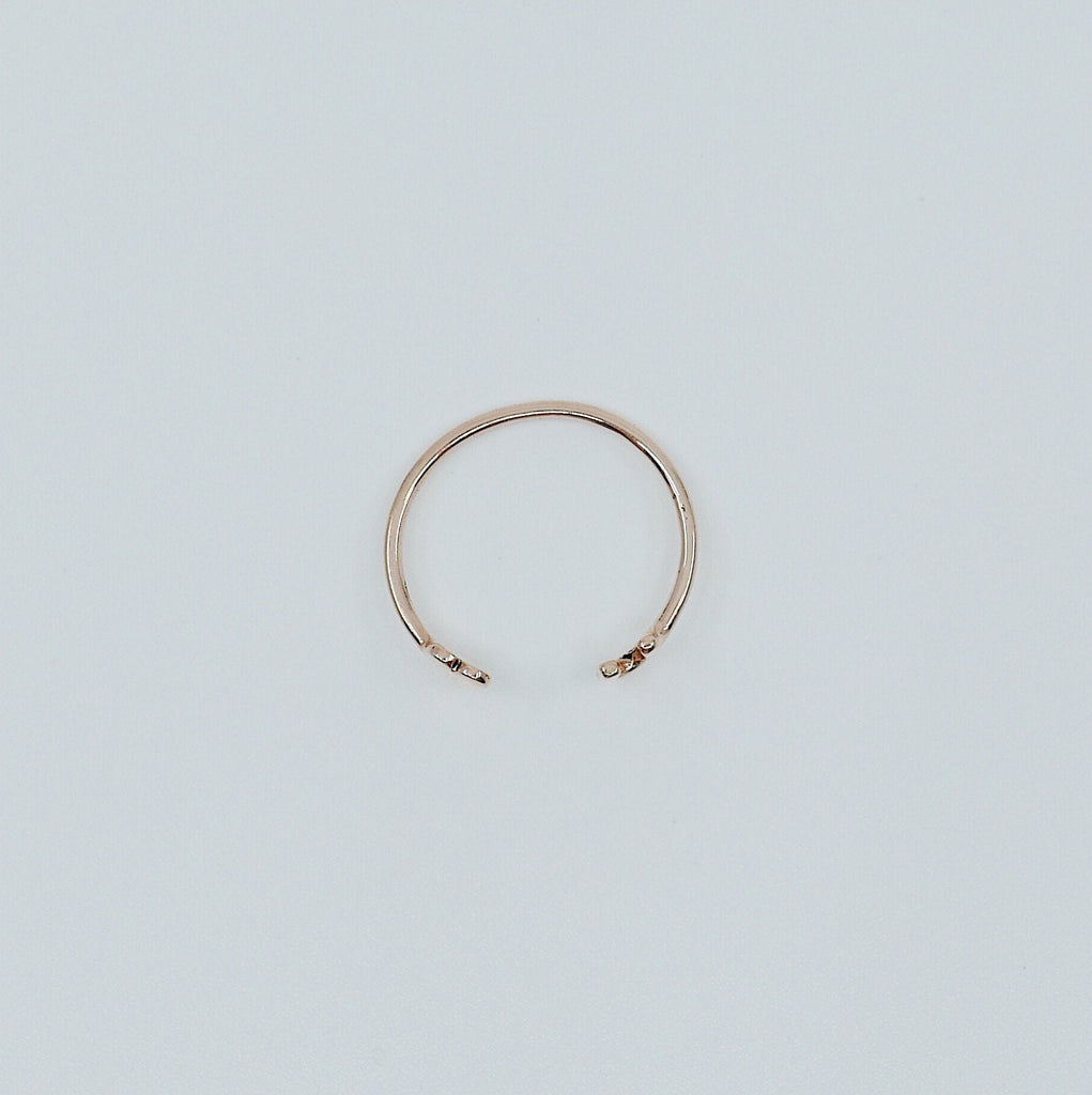 Love U open cuff ring, 14k gold heart ring, open heart ring, 14k love cuff ring, mini heart ring, stacking open ring, heart cuff ring