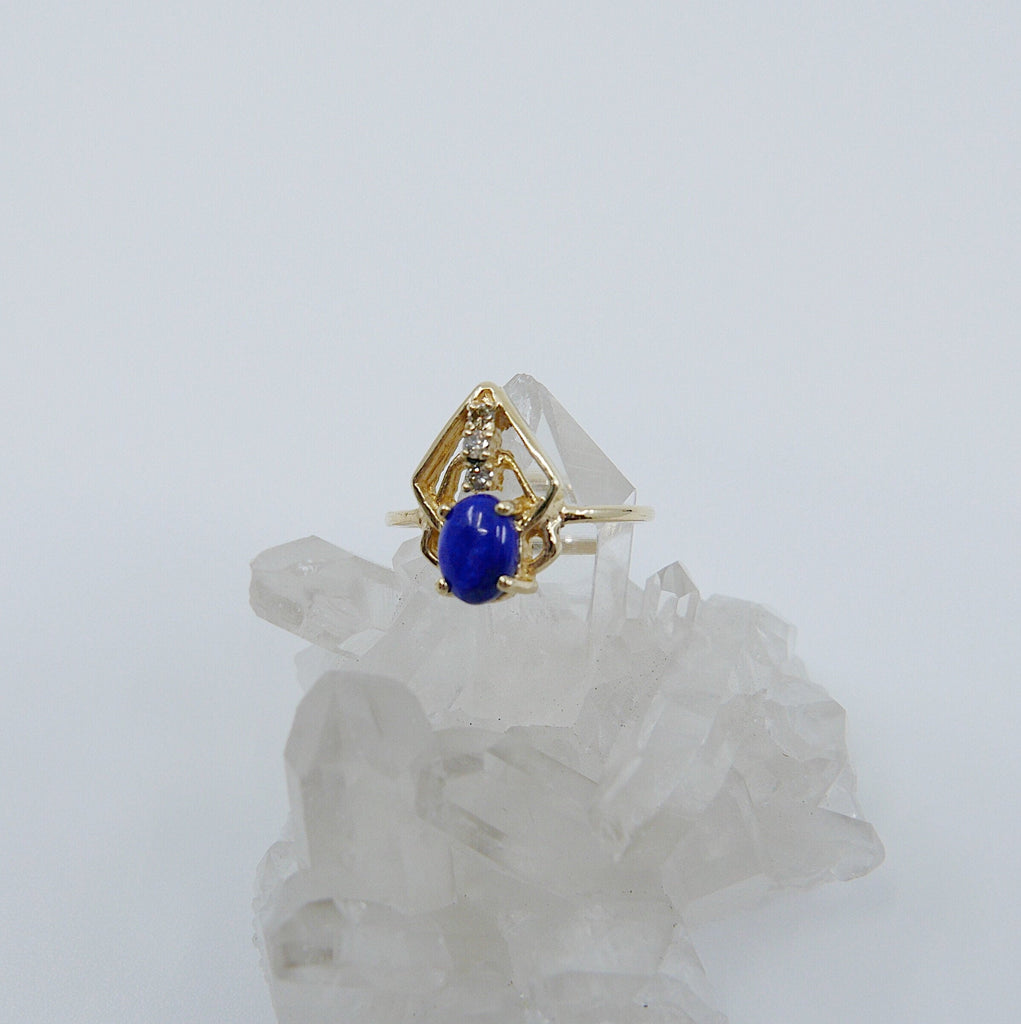 Lapis Scarab ring, Oval Lapis diamond scarab ring, geometric lapis ring, lapis bug ring, 14k gold lapis ring, champagne diamond ring