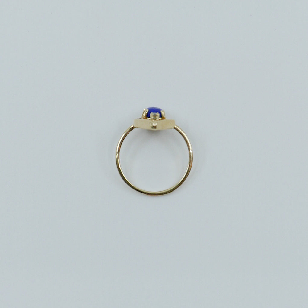 Lapis Scarab ring, Oval Lapis diamond scarab ring, geometric lapis ring, lapis bug ring, 14k gold lapis ring, champagne diamond ring