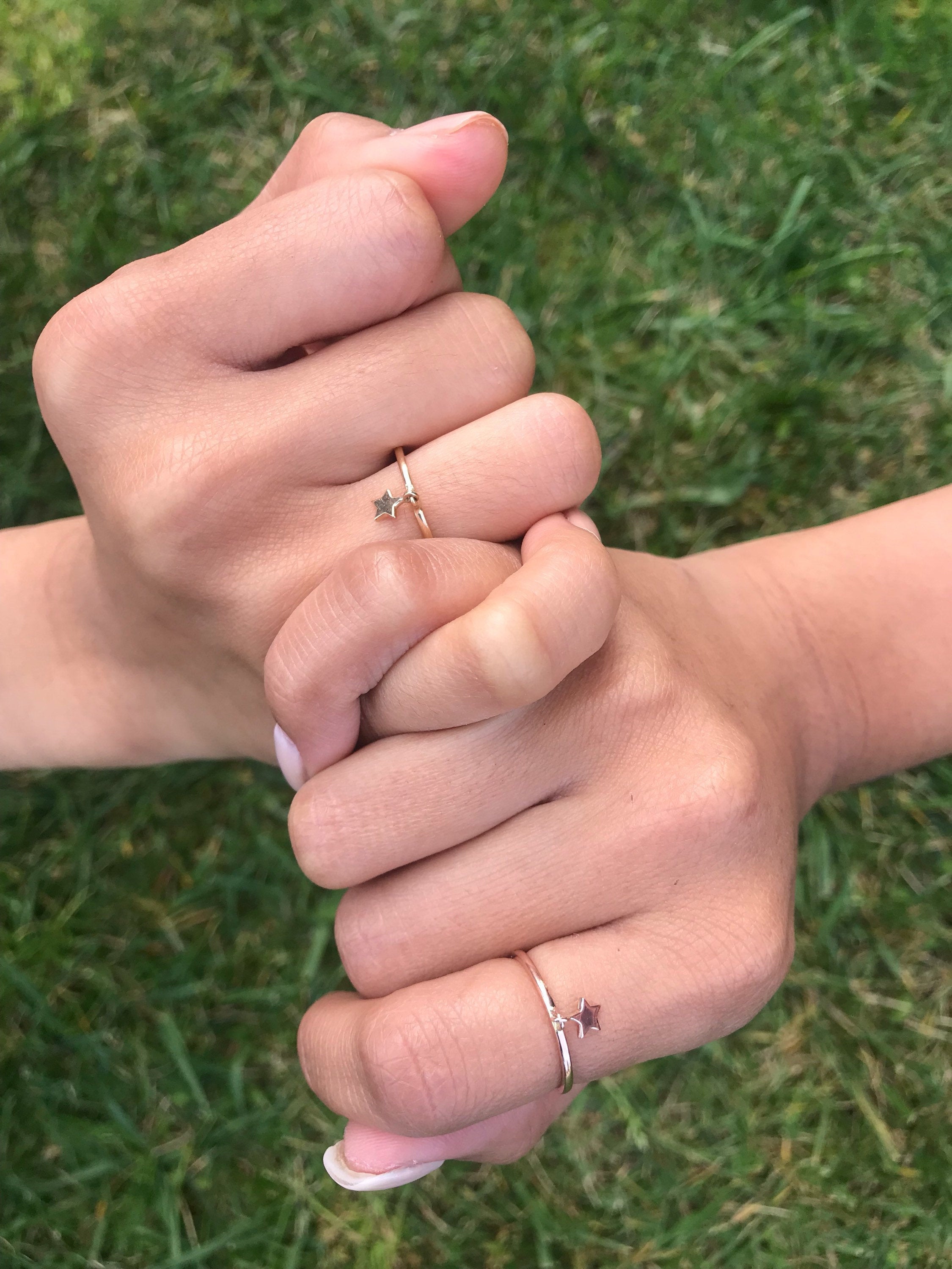 Gold star Charm ring, hanging star ring, gold star drop ring, charm ring, dangling 14k star ring