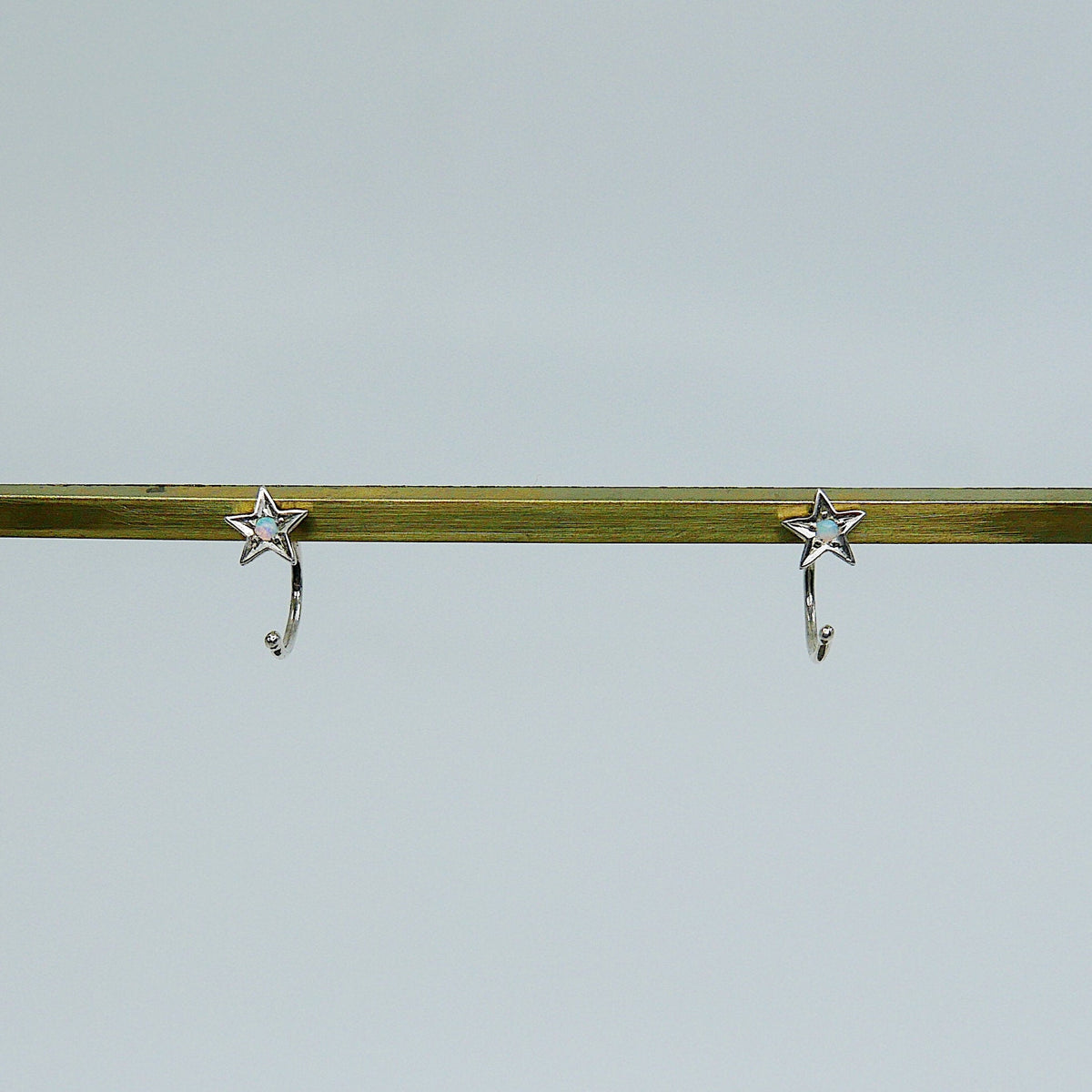 Opal Star Hook Earrings, star earrings, star hook, opal open hoop, opal hook earring, opal star earring, sterling silver cuff hook