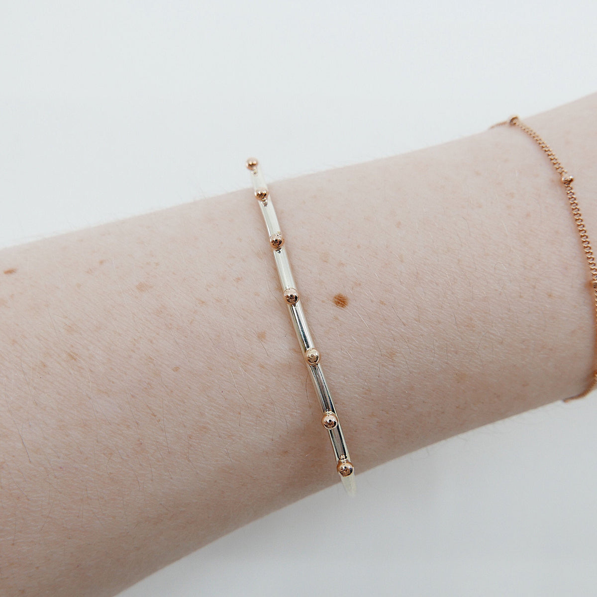 Studded Cuff Bracelet, Sterling Silver Studded Bracelet, 14k Gold Studded Bracelet, Two Tone Bracelet, Mixed Metals Bracelet