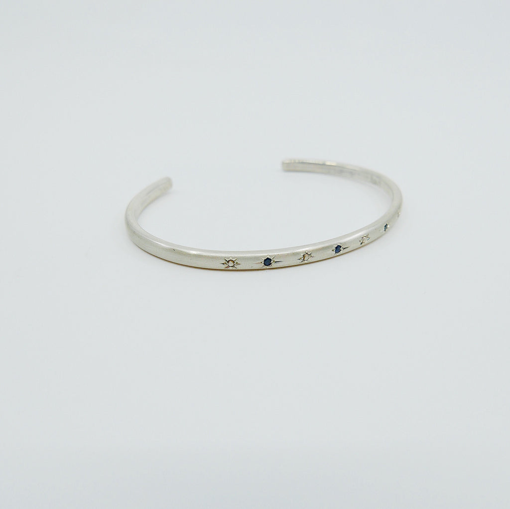 Polaris Cuff Bracelet, Polaris Sapphire Cuff Bracelet, Sterling Silver Polaris Bracelet, Sapphire Cuff Bracelet, Star Cuff Bracelet