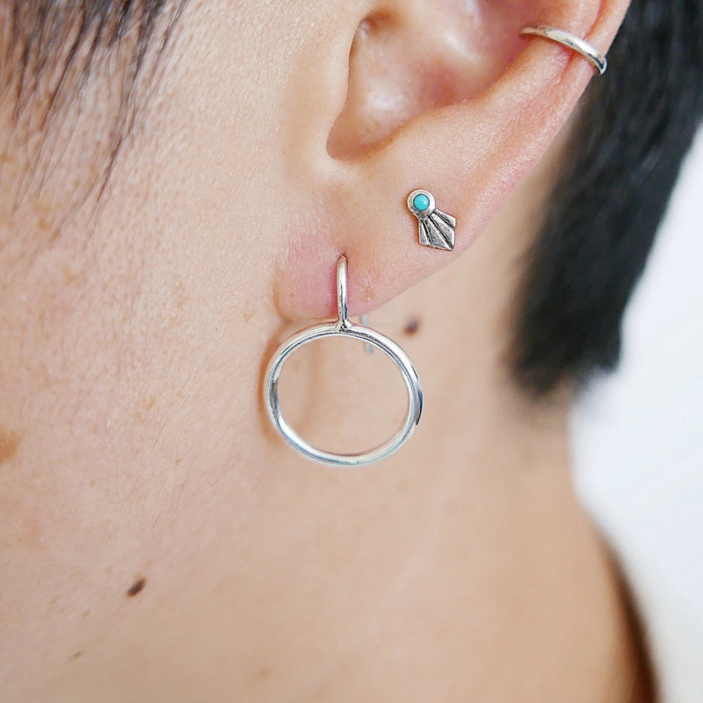 Open Hoop Earring, Open Hoop Sterling Silver Earring, Silver Hoop, Fish Hook Open Hoop Earring