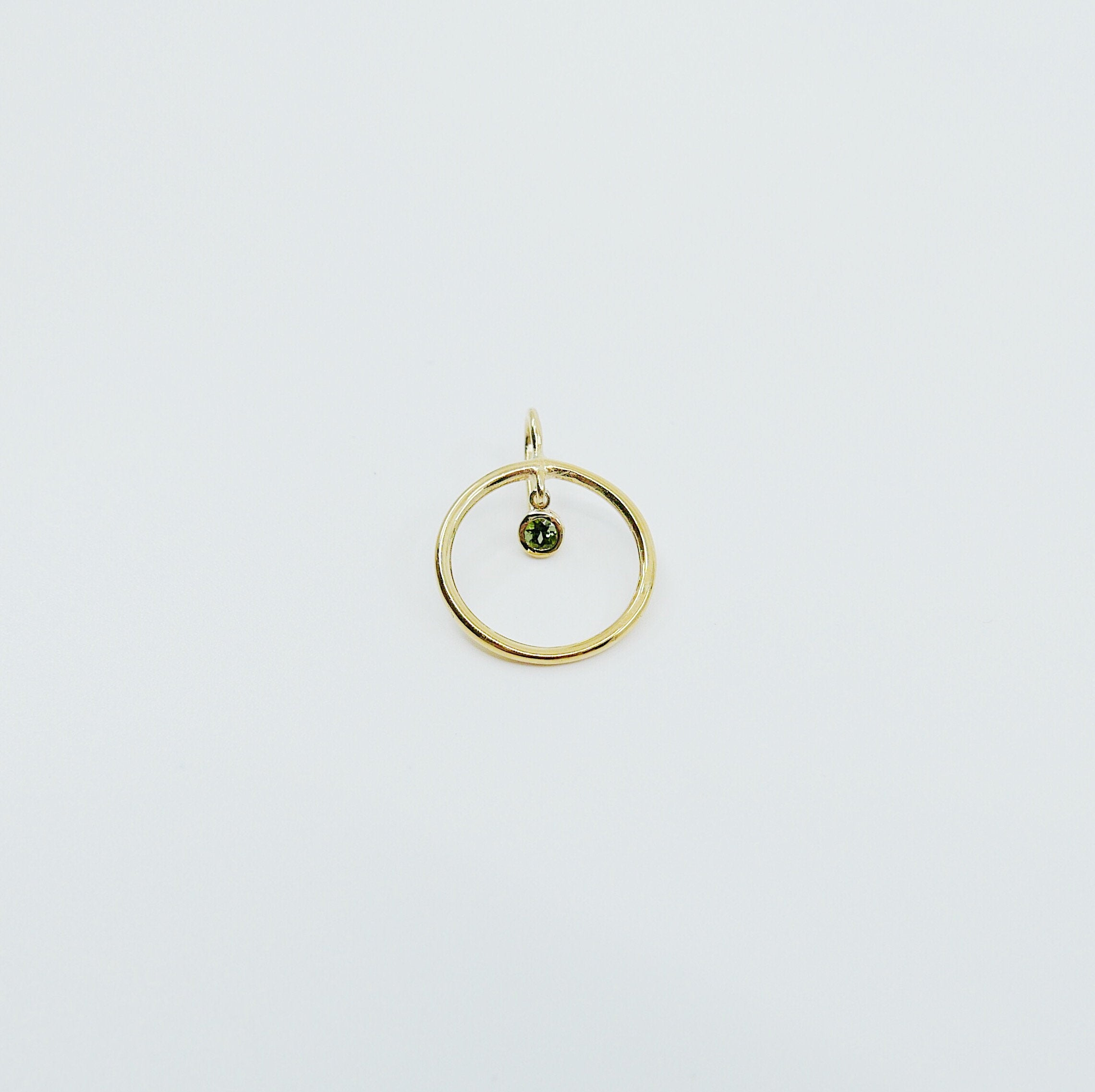 Open Hoop Green Tourmaline Earring, Open Hoop 14k Gold Earring, Tourmaline Hoop, Fish Hook Open Hoop Earring
