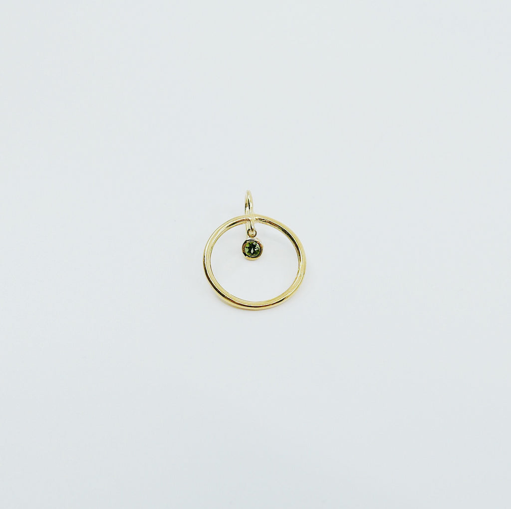 Open Hoop Green Tourmaline Earring, Open Hoop 14k Gold Earring, Tourmaline Hoop, Fish Hook Open Hoop Earring