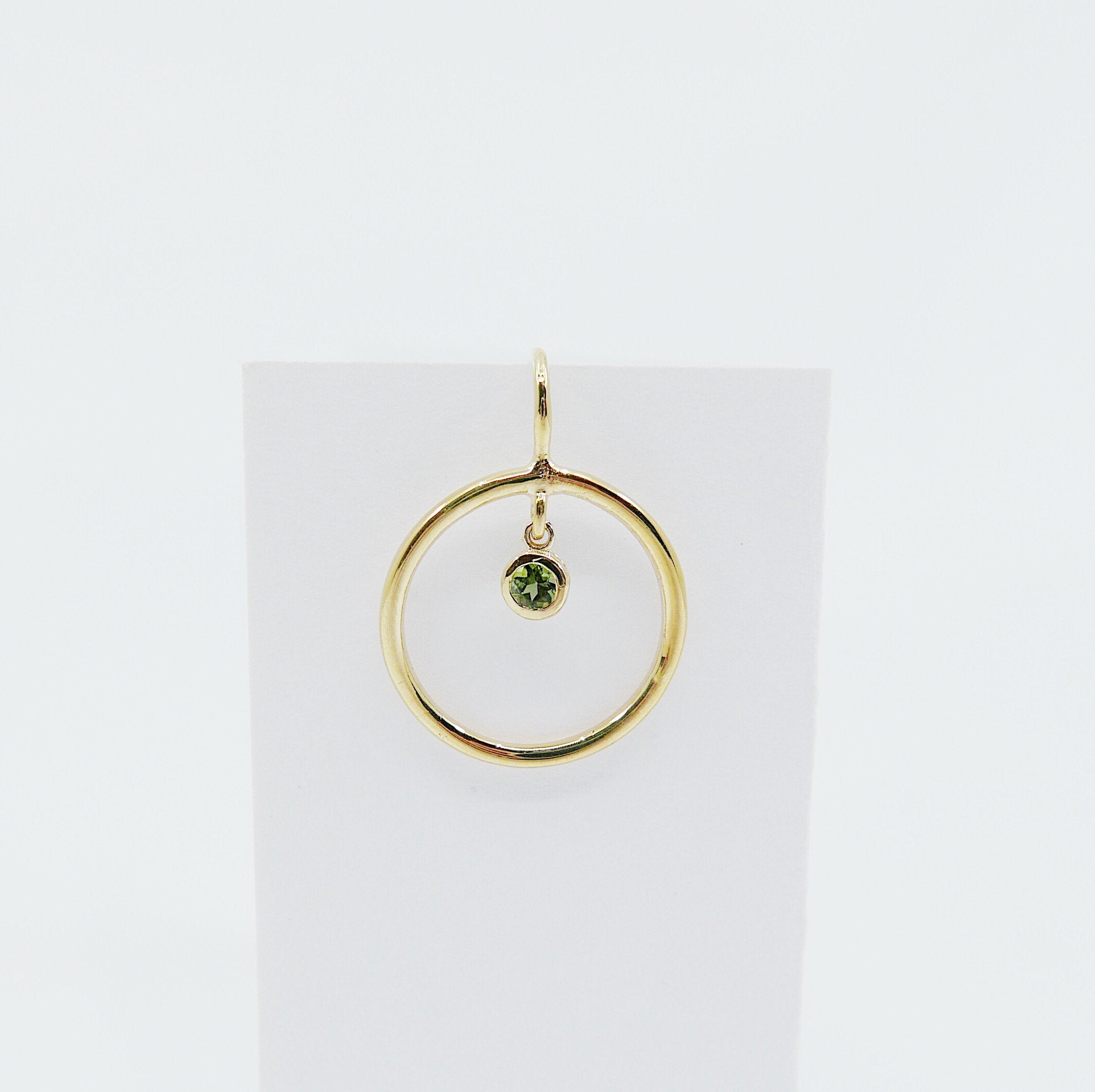 Open Hoop Green Tourmaline Earring, Open Hoop 14k Gold Earring, Tourmaline Hoop, Fish Hook Open Hoop Earring