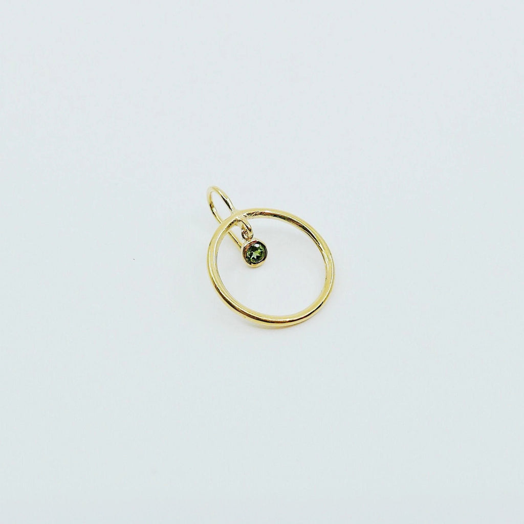 Open Hoop Green Tourmaline Earring, Open Hoop 14k Gold Earring, Tourmaline Hoop, Fish Hook Open Hoop Earring