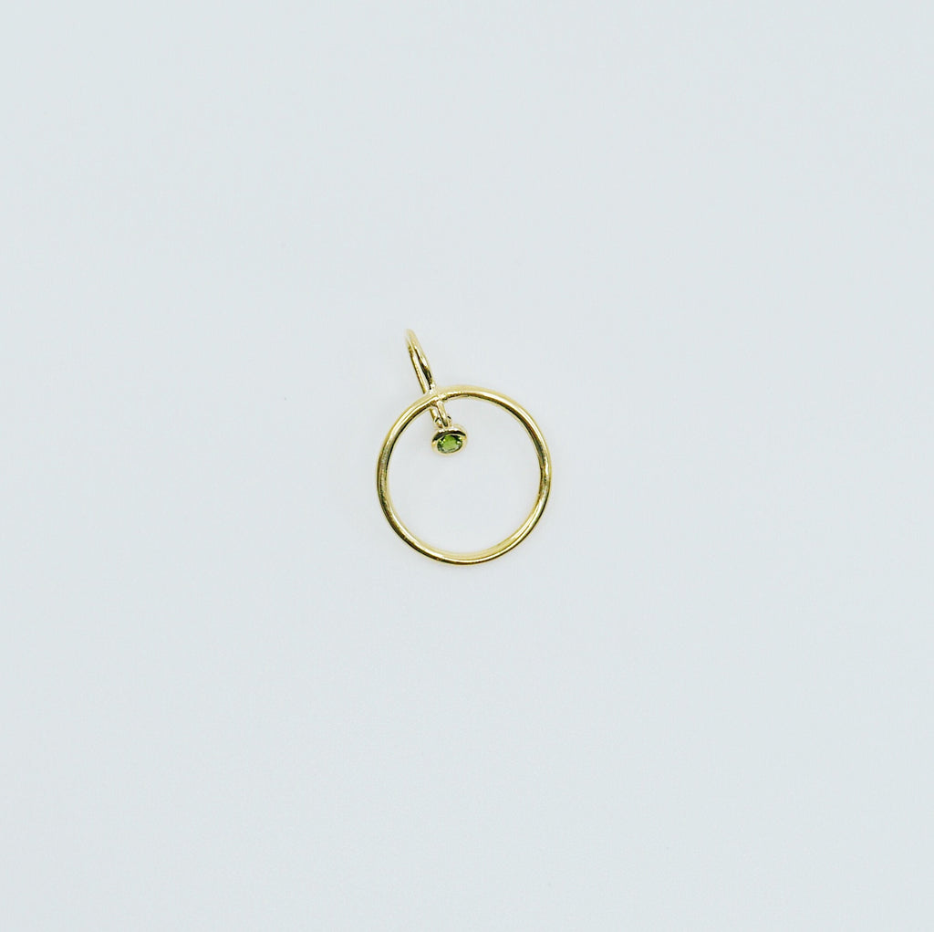 Open Hoop Green Tourmaline Earring, Open Hoop 14k Gold Earring, Tourmaline Hoop, Fish Hook Open Hoop Earring