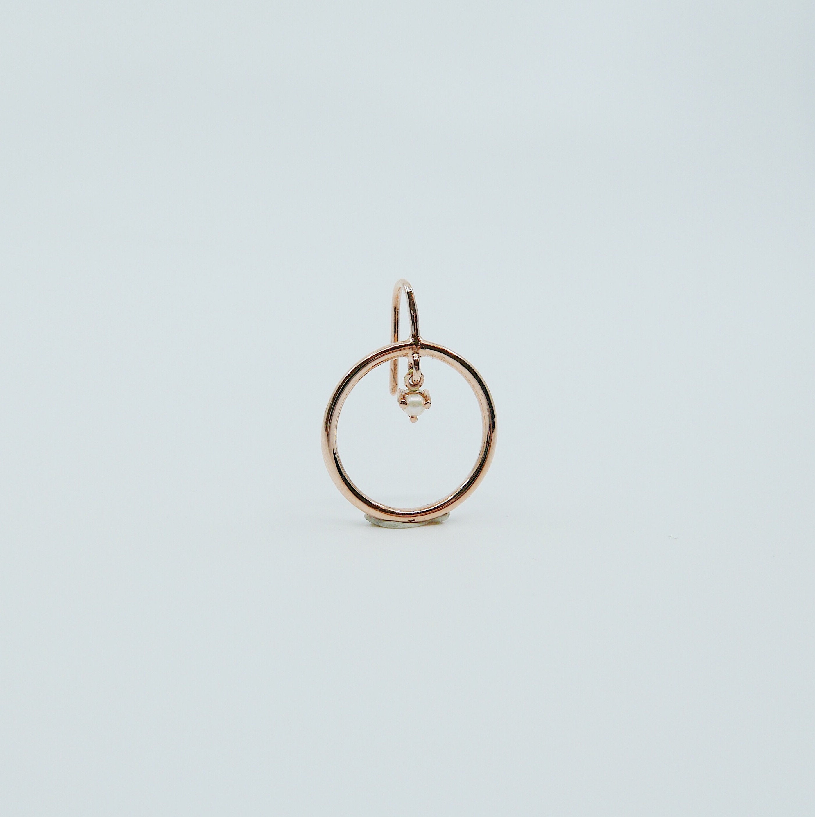 Open Hoop Pearl Set Earring, Open Hoop 14k Gold Earring, Pearl Hoop, Fish Hook Open Hoop Earring