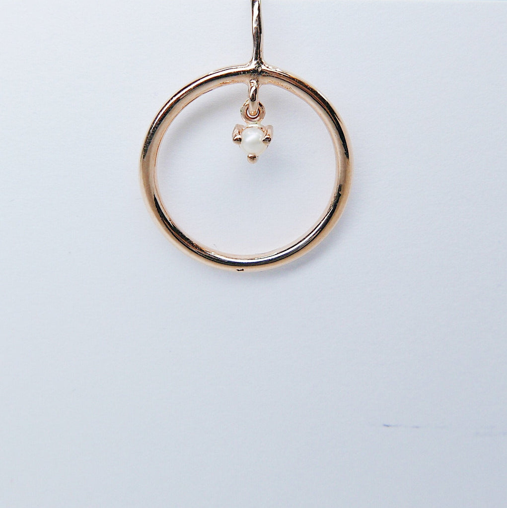 Open Hoop Pearl Set Earring, Open Hoop 14k Gold Earring, Pearl Hoop, Fish Hook Open Hoop Earring