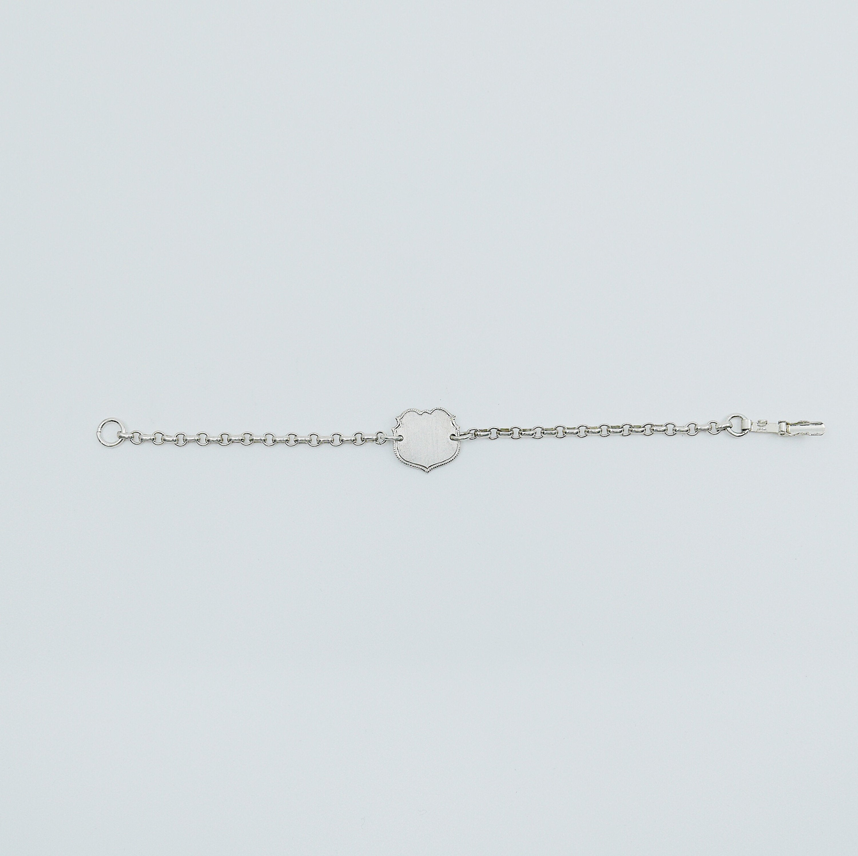 Crest Sterling Silver Bracelet, Monogramed Bracelet, Shield Bracelet, hand engraved Bracelet, personalized Bracelet