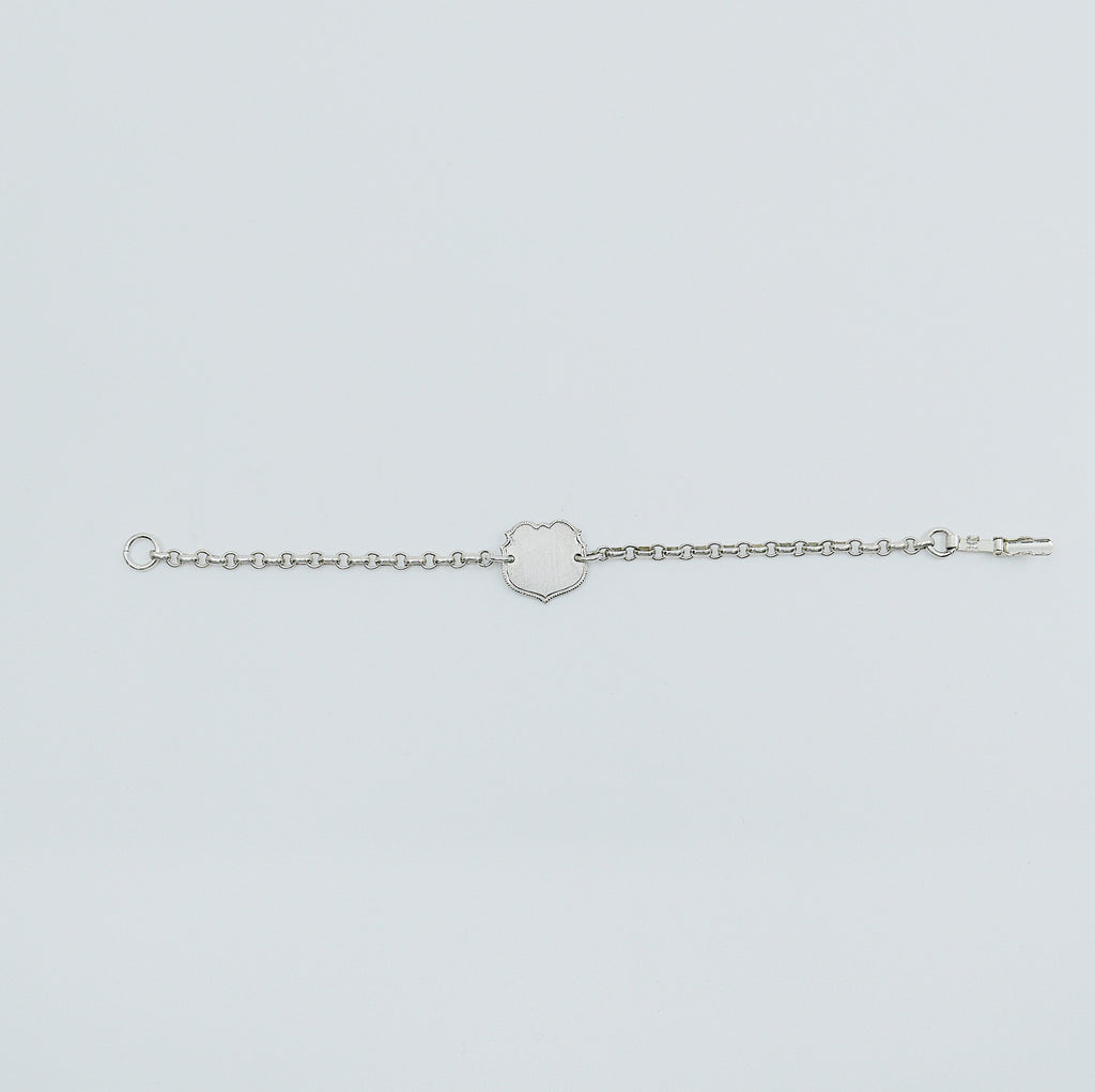 Crest Sterling Silver Bracelet, Monogramed Bracelet, Shield Bracelet, hand engraved Bracelet, personalized Bracelet