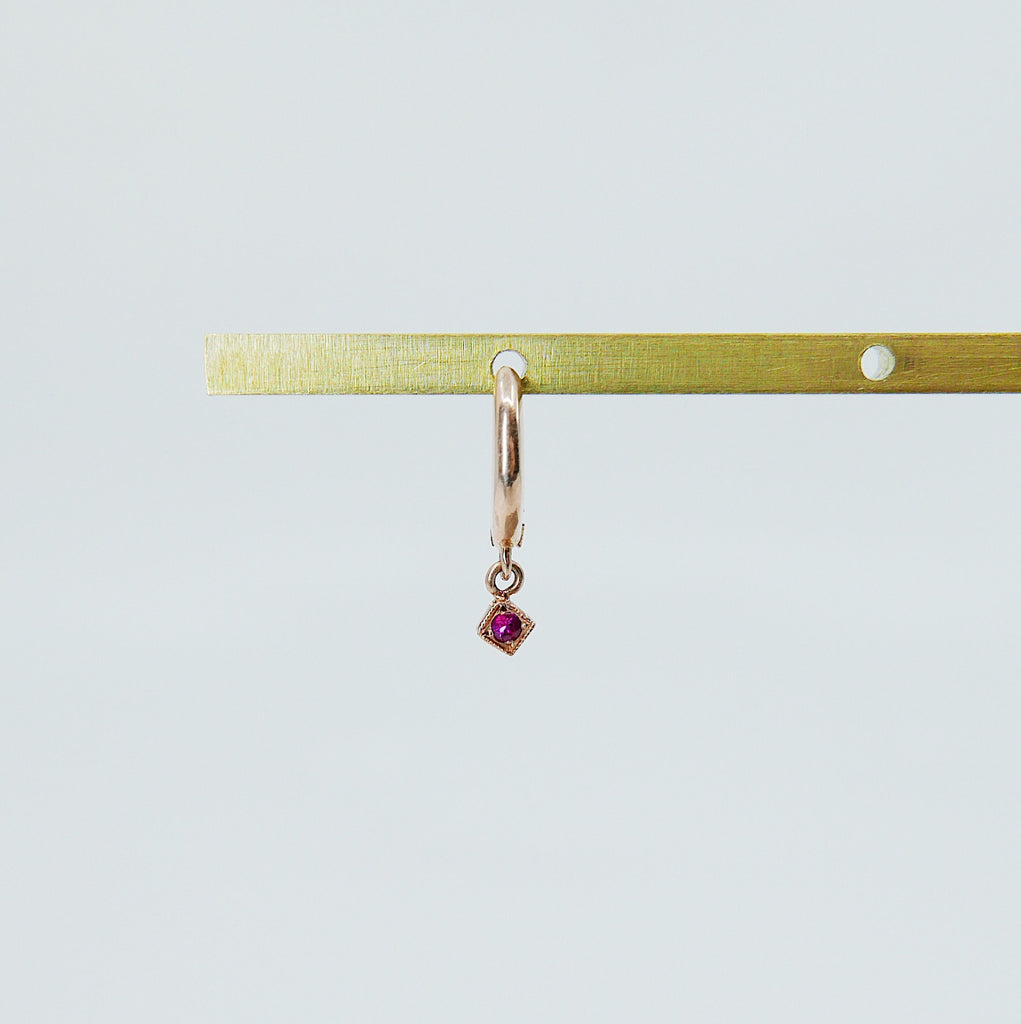 Block Hoop Earring, Emerald Hoop Earring, Diamond Hoop Earring, Ruby Hoop Earring, Sapphire Hoop Earring