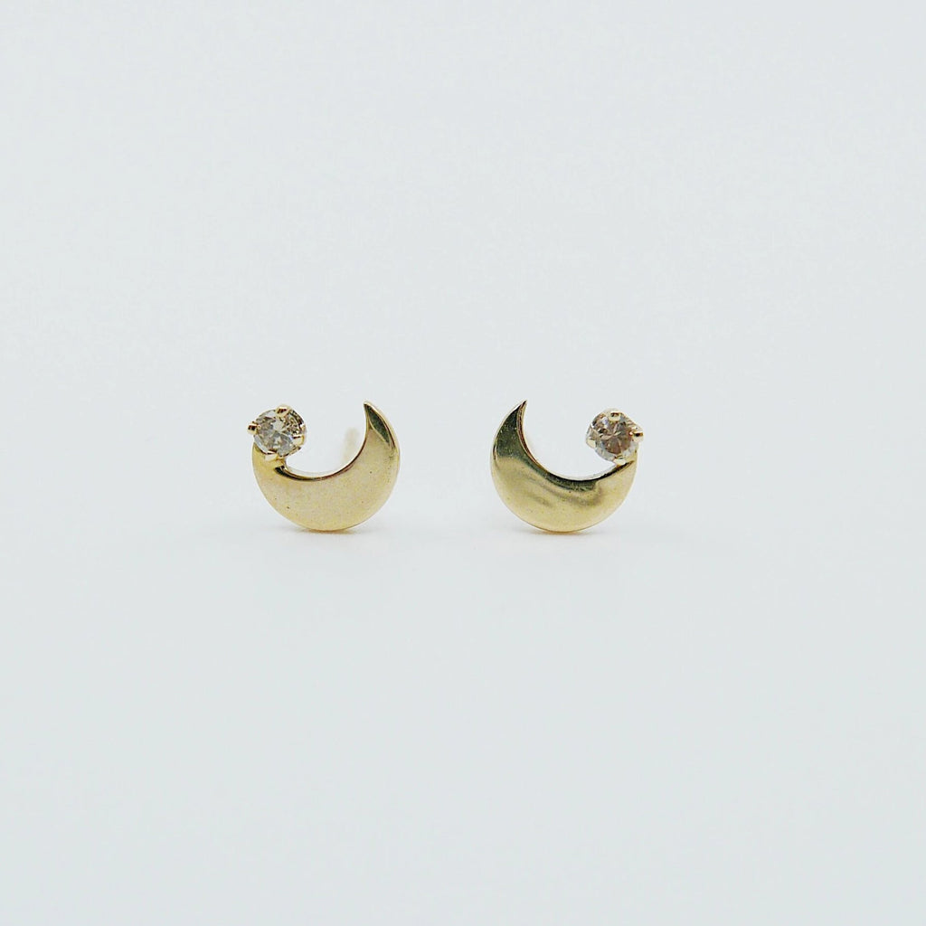 Crescent Moon Diamond Earrings, small moon Earrings, Diamond Moon Earrings, Diamond Moon, Moon Earrings, Crescent earrings, moon posts