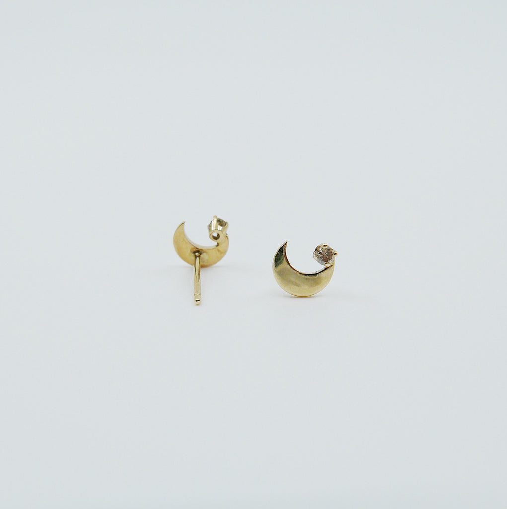 Crescent Moon Diamond Earrings, small moon Earrings, Diamond Moon Earrings, Diamond Moon, Moon Earrings, Crescent earrings, moon posts