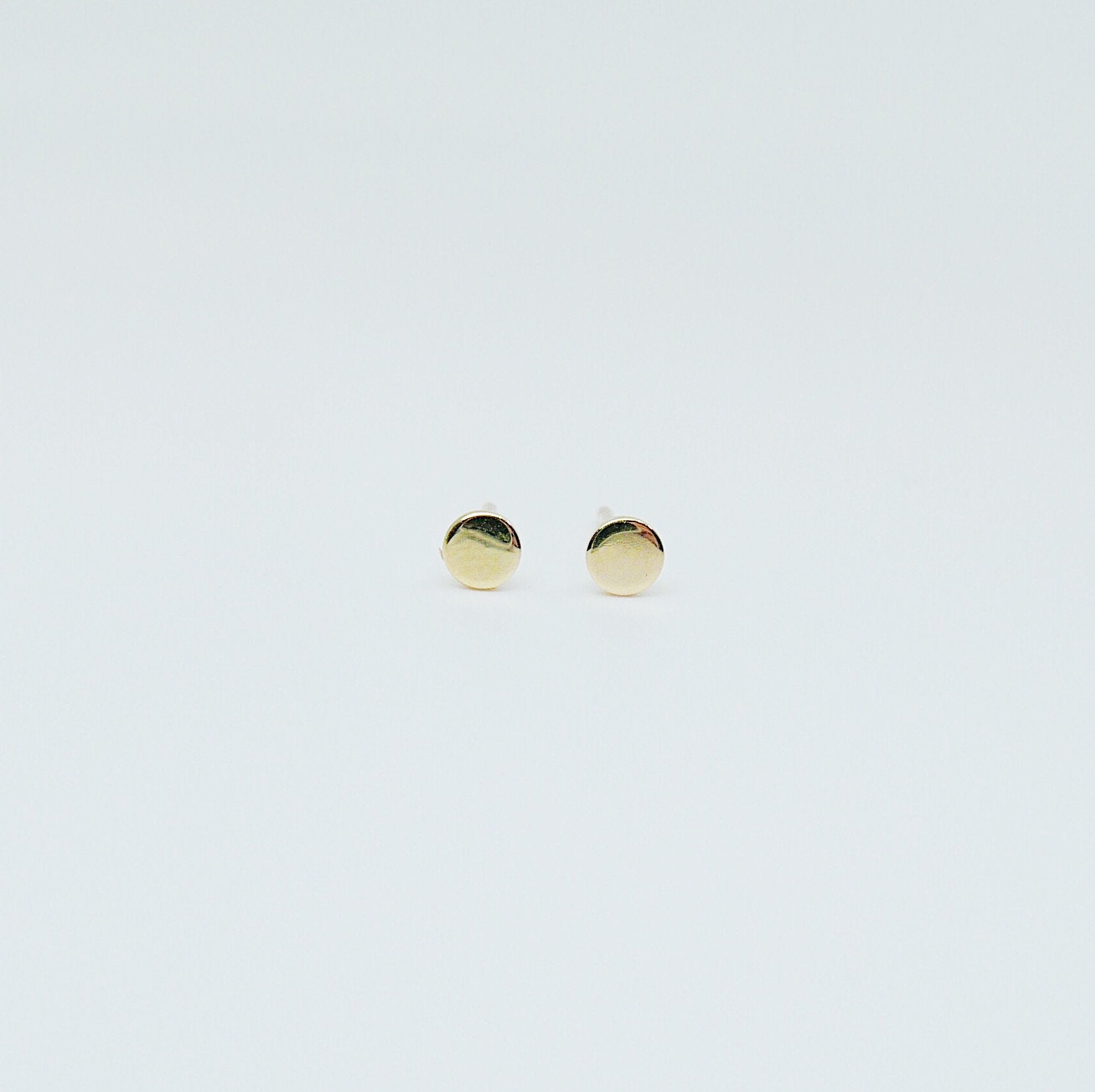 Dot Stud Earrings Small, 14k Gold Dot Stud Earrings, 14k Gold Post Earrings, Disc Stud Earrings