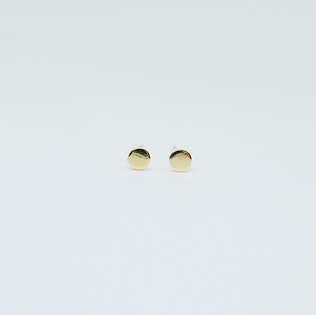 Dot Stud Earrings Small, 14k Gold Dot Stud Earrings, 14k Gold Post Earrings, Disc Stud Earrings