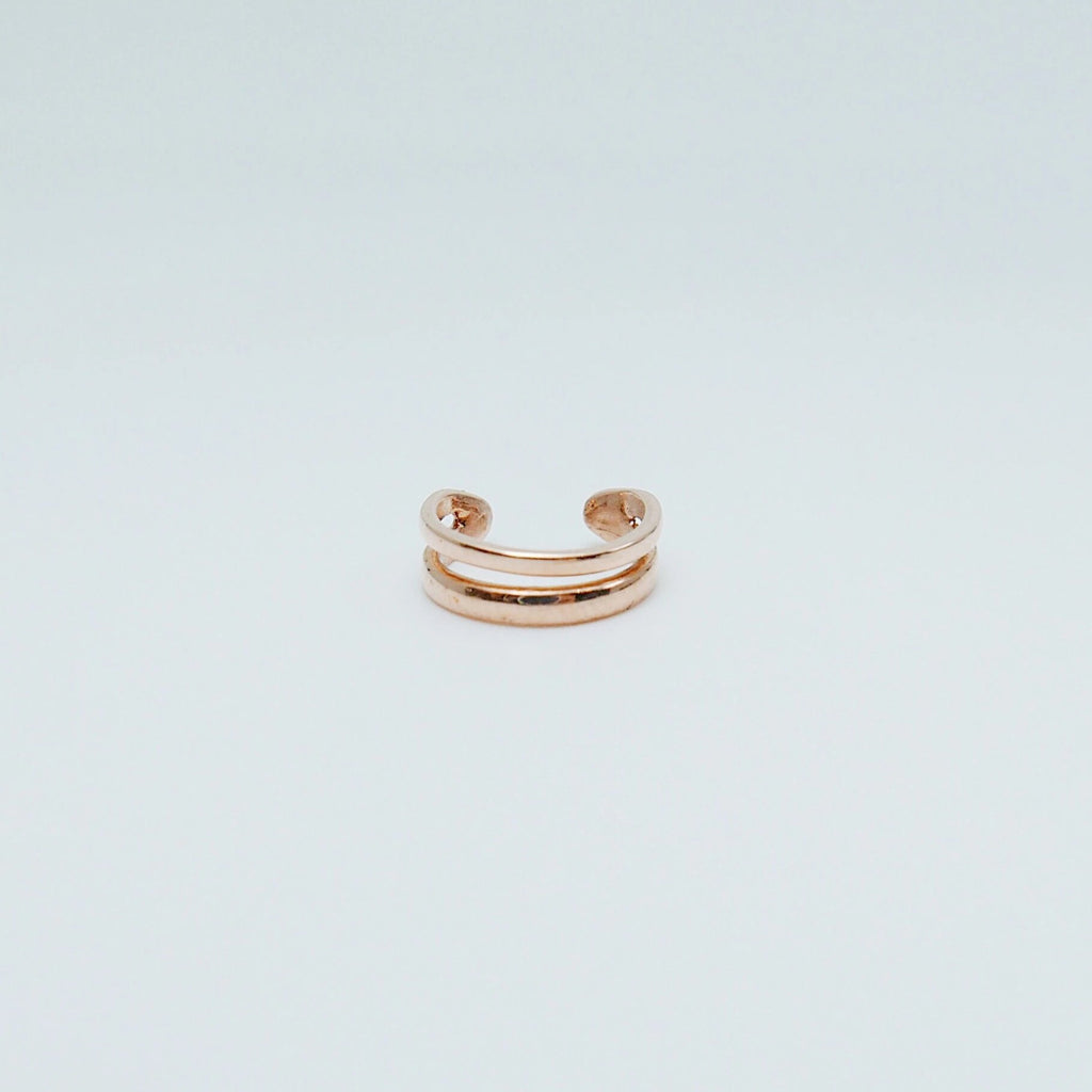 Double Cuff, ear cuff, double gold ear cuff, 14k ear cuff, edgy ear cuff, non pierced earring, gold bar cuff