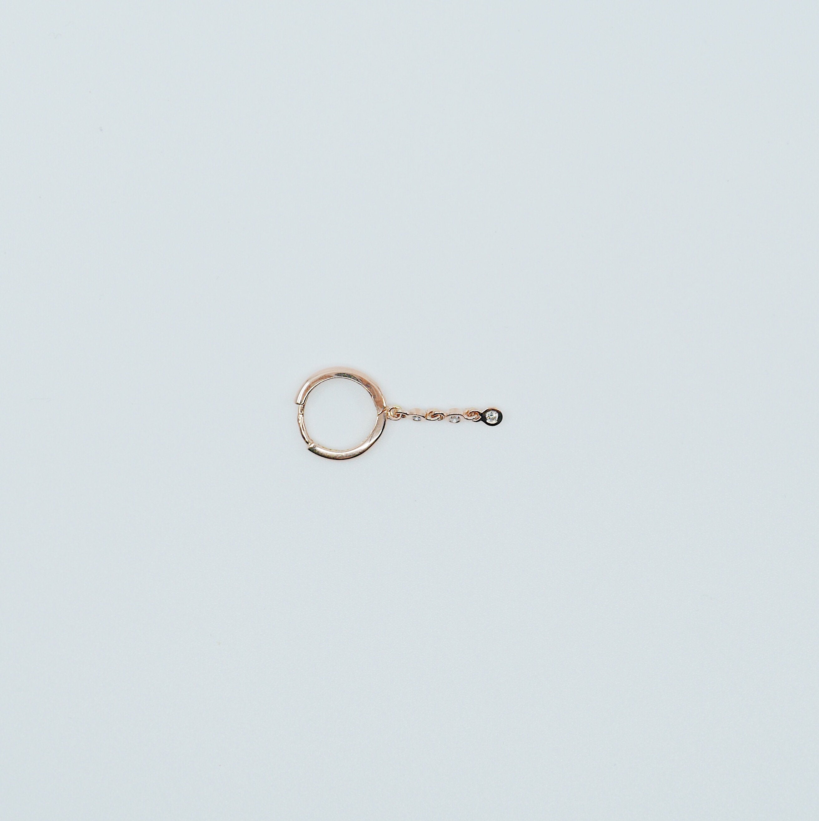 Triple Bezel Diamond Hoop, Small 14k gold diamond hoop, Bezel diamond gold hoop, three diamond gold hoop, diamond drop earring