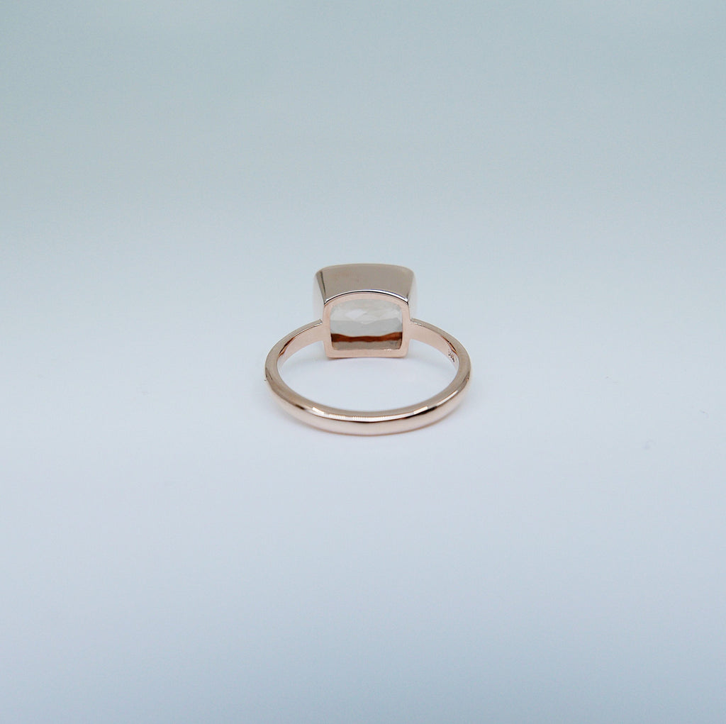 Cushion Morganite Ring, rose gold morganite ring, Rose Cut Bezel ring, statement ring, fine jewelry ring, morganite cushion rose cut ring