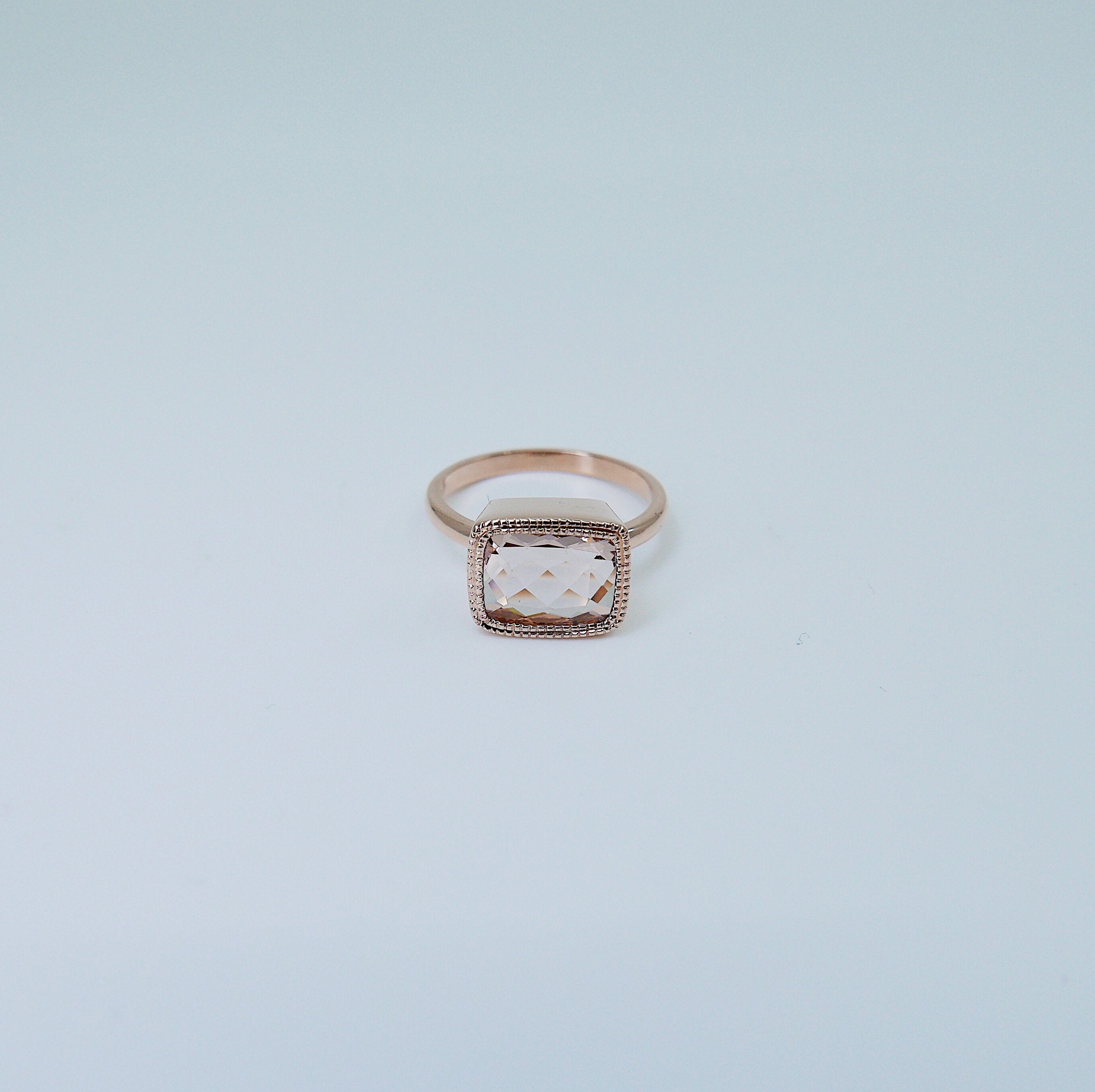 Cushion Morganite Ring, rose gold morganite ring, Rose Cut Bezel ring, statement ring, fine jewelry ring, morganite cushion rose cut ring